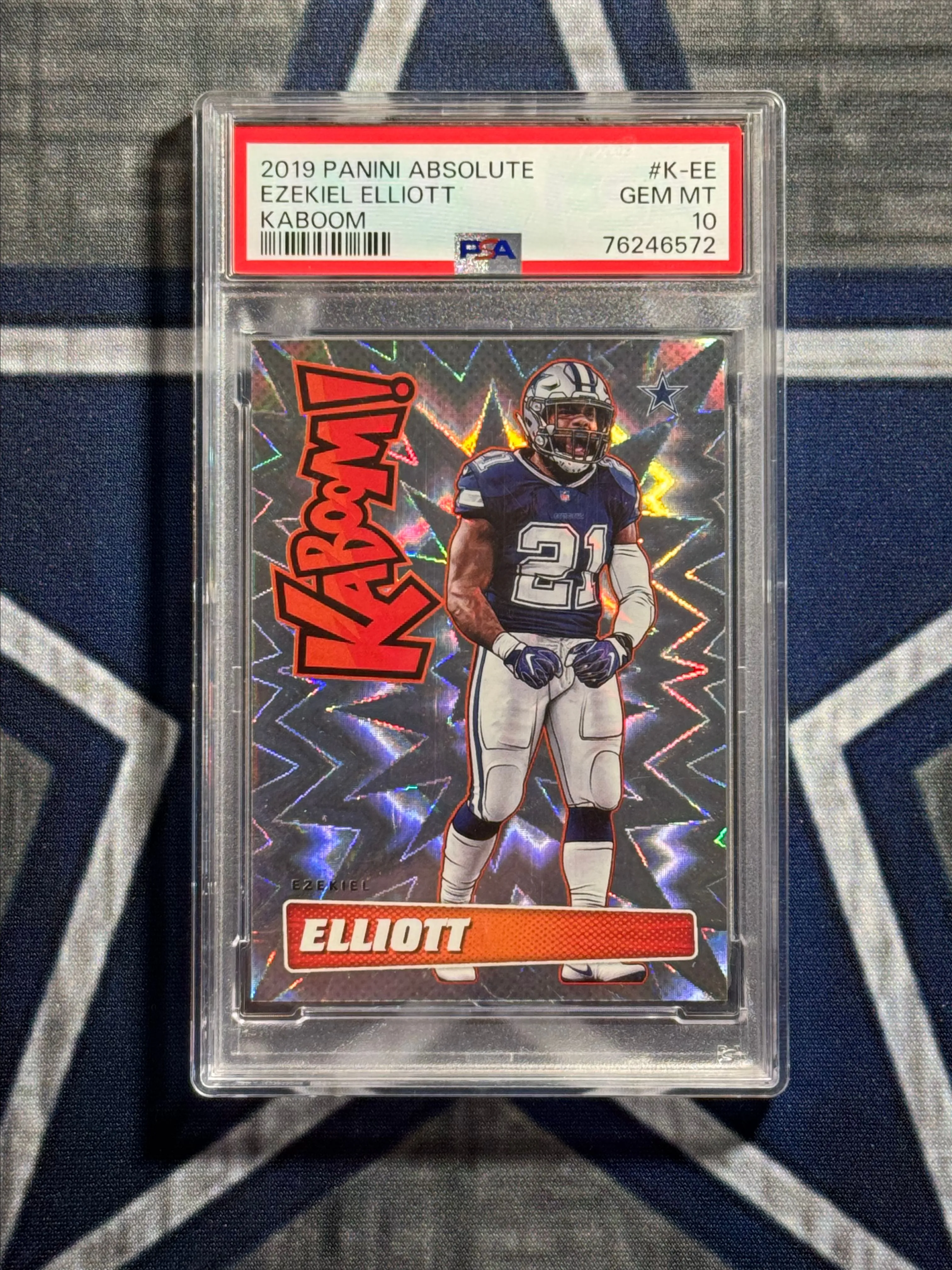 Product image for 2019 Panini Absolute Kaboom! Ezekiel Elliott K-EE Kaboom PSA GEM MT 10
