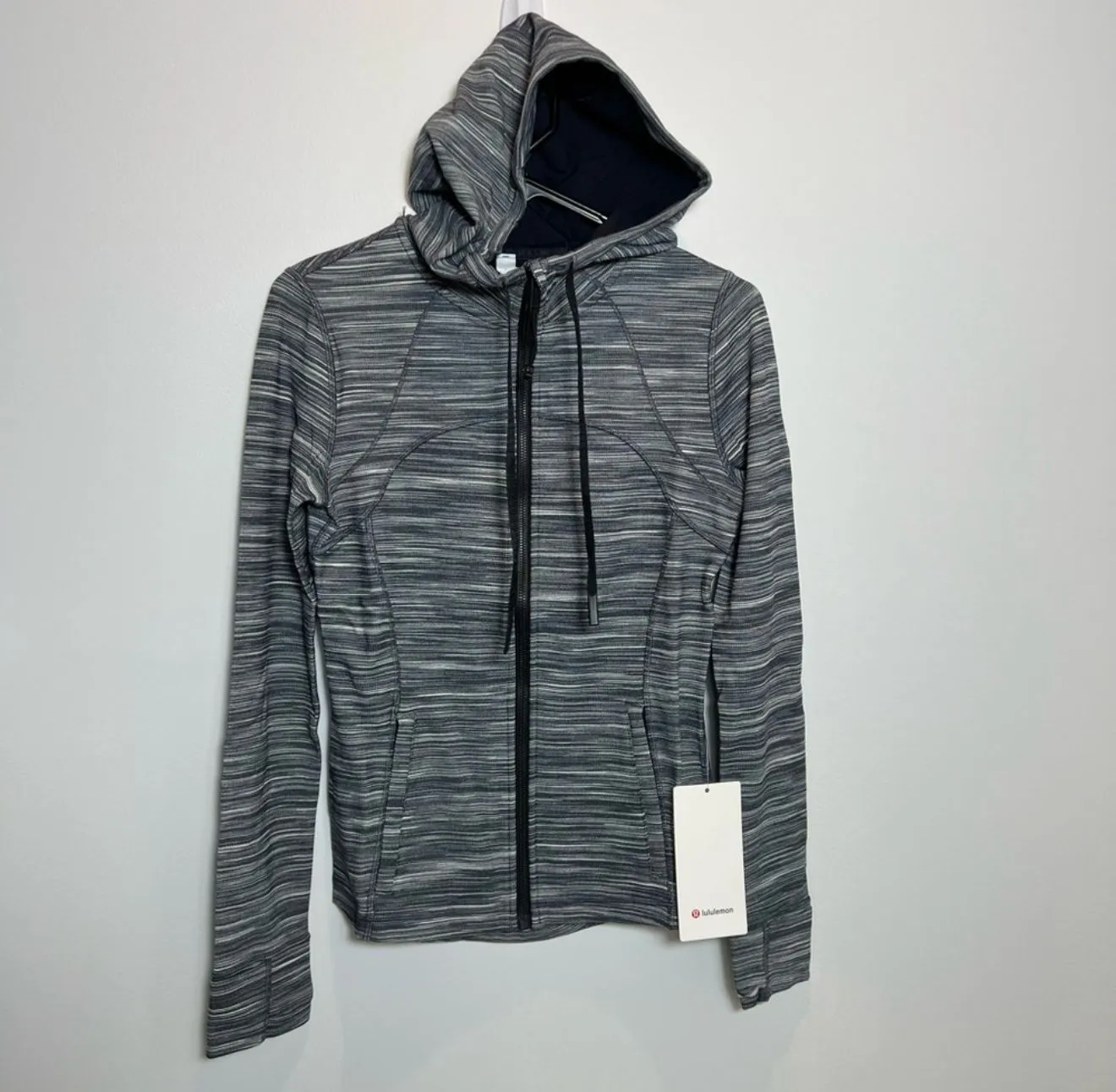 Product image for *Hooded Define Jacket *Nulu  heathered Black/White/Black