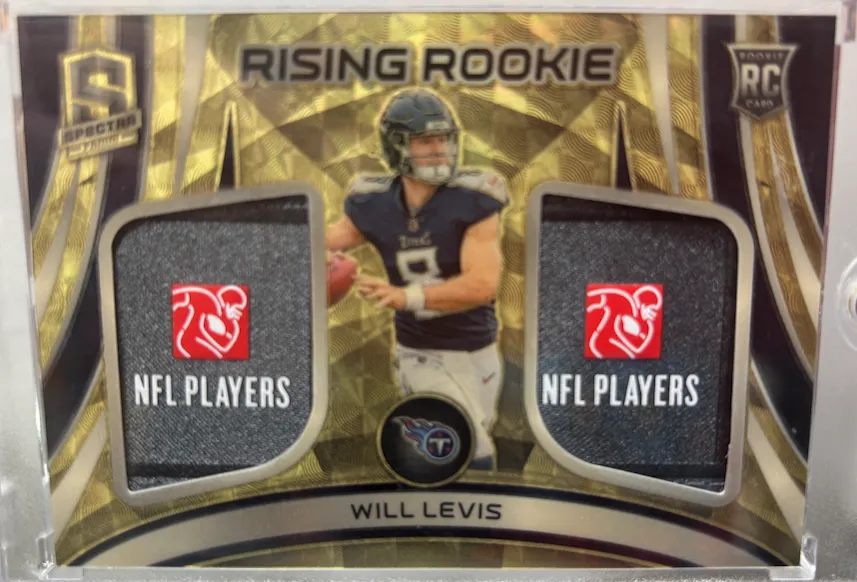Product image for Will Levis Football Card 1/1 Panini Spectre Prizm Gold Dual NFL Players Patch Rookie 