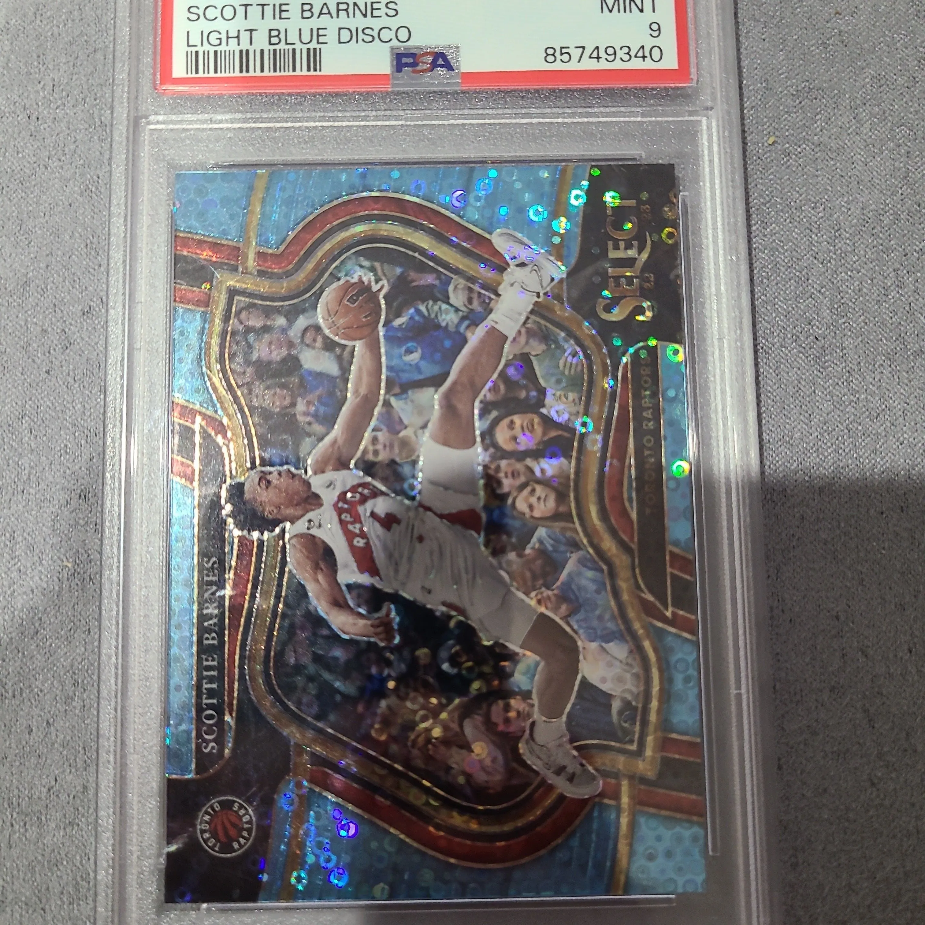Product image for 2022 Panini Select Scottie Barnes 253 Light Blue Disco PSA MINT 9