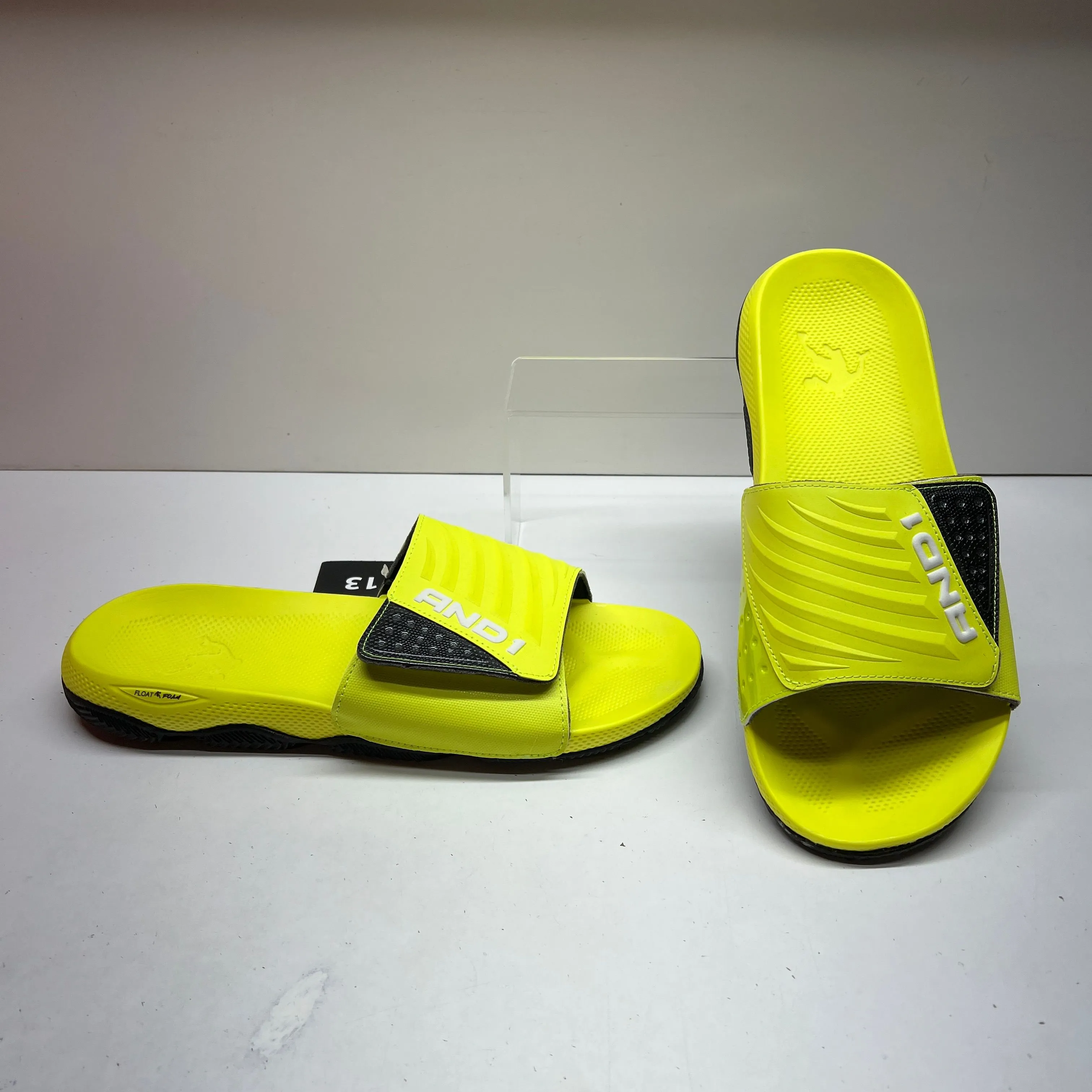 Product image for AND1 Swish 2.0 Lime Yellow Adjustable Strap Float Foam Slides Sandals Mens 13