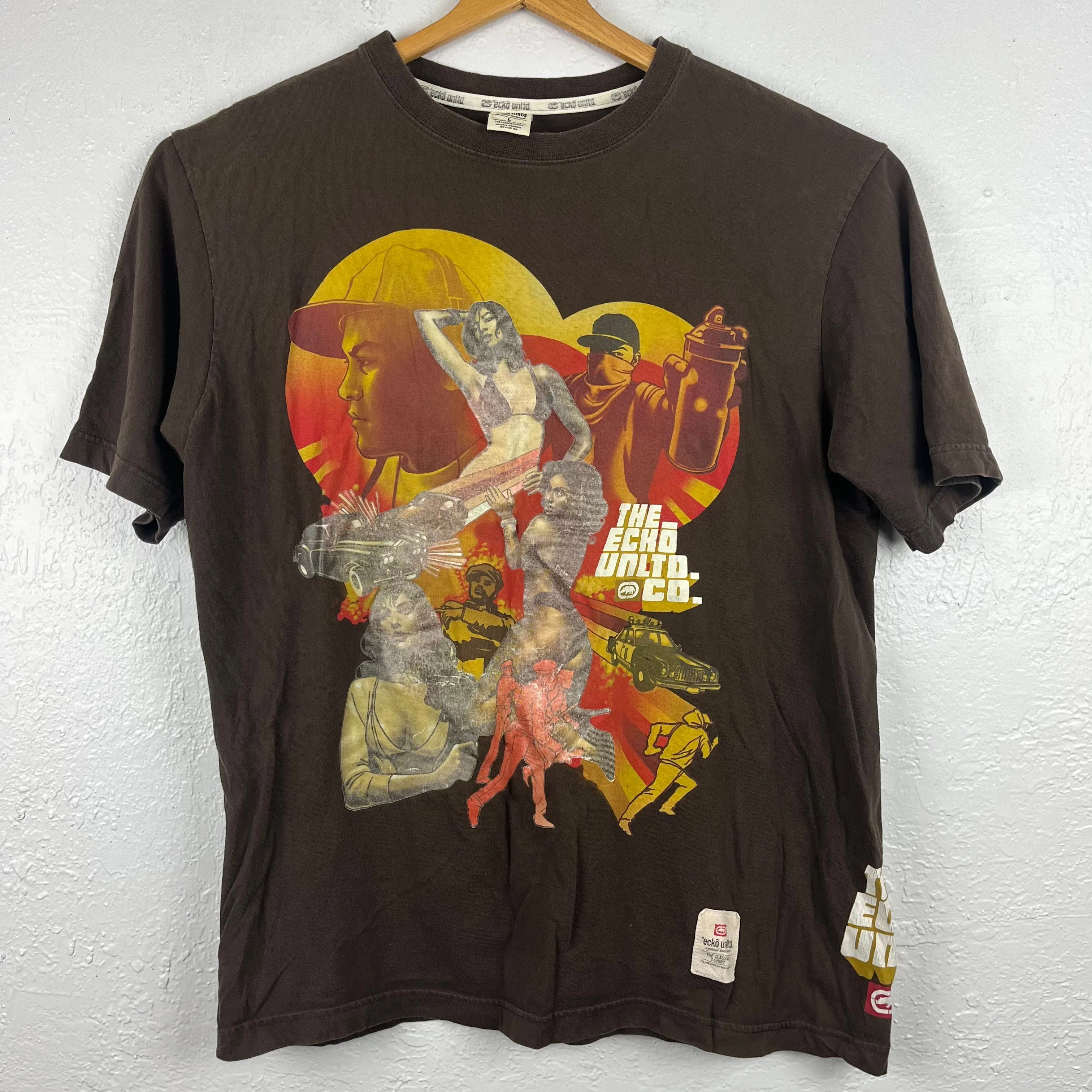 Product image for Vintage 90s Ecko Shirt Adult Large Brown Faded Graffiti Graphic Hip Hop Y2K Mens