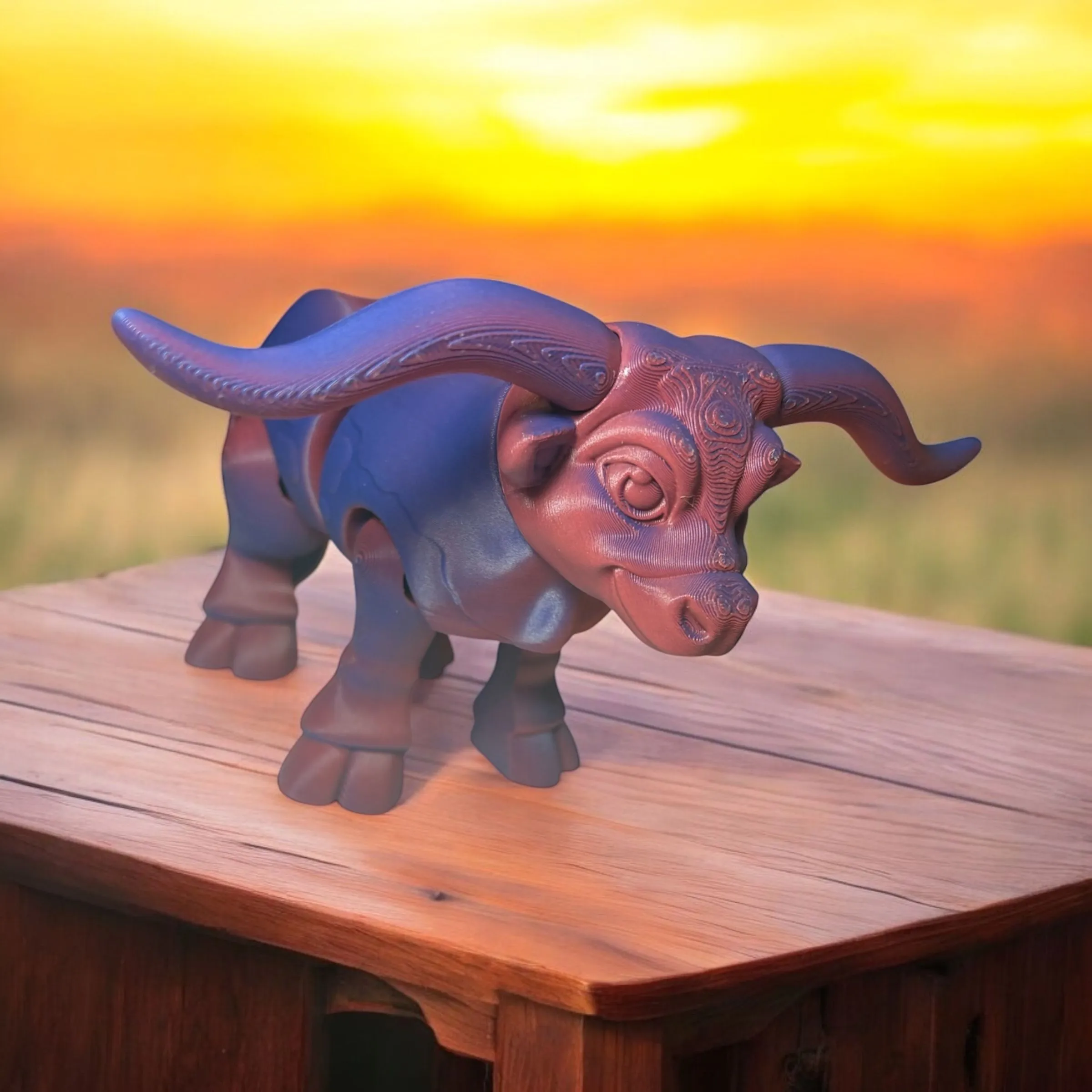 Product image for Longhorn 3D Printed Decor Matte Red/Blue