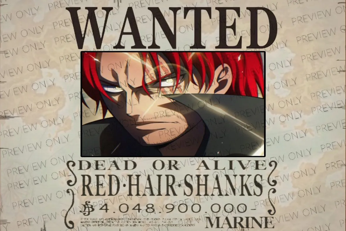 Product image for Custom Light Up RGB WANTED: Red Hair Shanks Play Mat