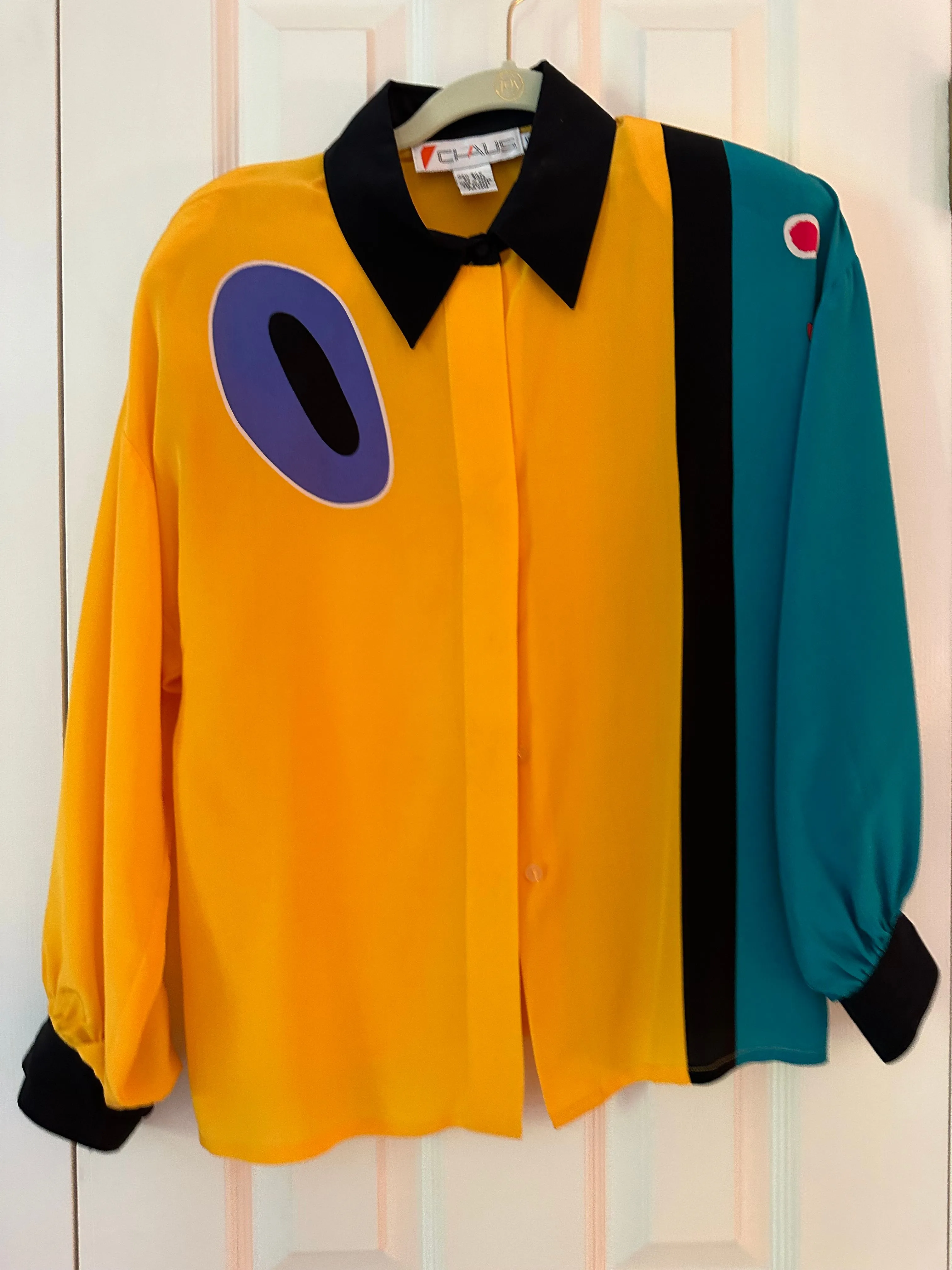 Product image for Vintage 80’s silk area deco long sleeve top