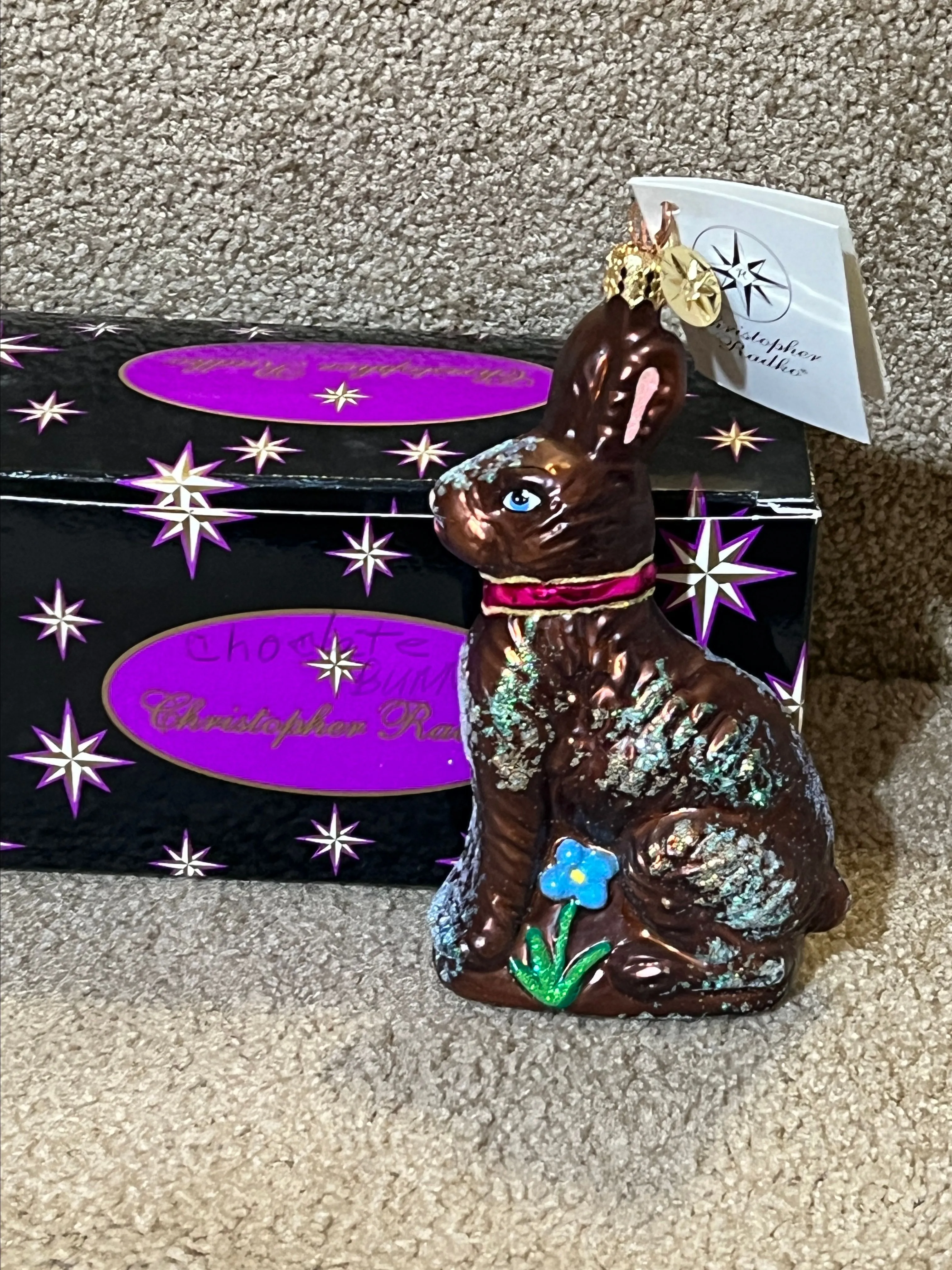 Product image for Vintage Christopher Radko CHOCOLATE HOP Bunny Ornament-Retired 2001-Brown