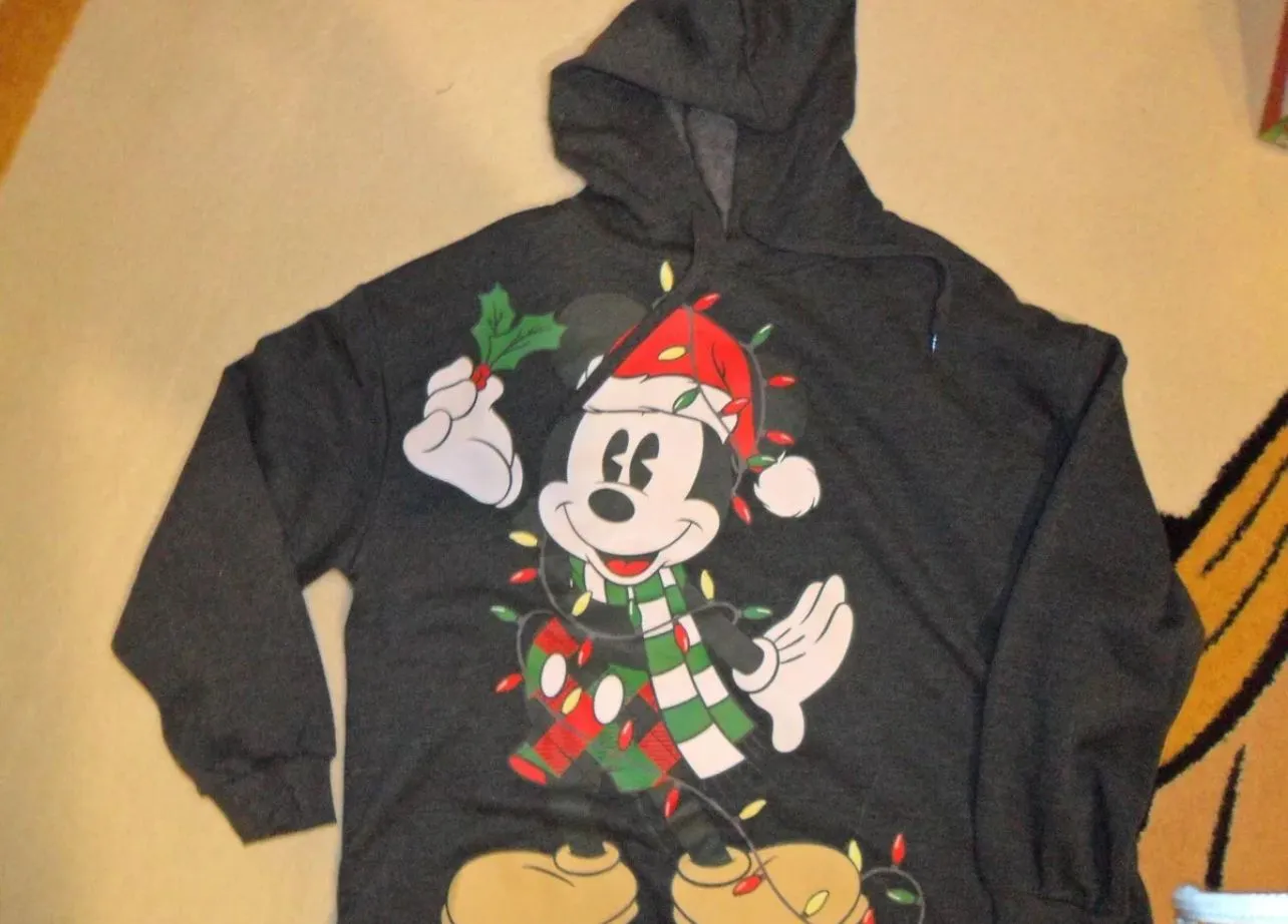 Product image for Mickey mouse Disney Fleece Christmas Hoodie Juniors Small  or Large