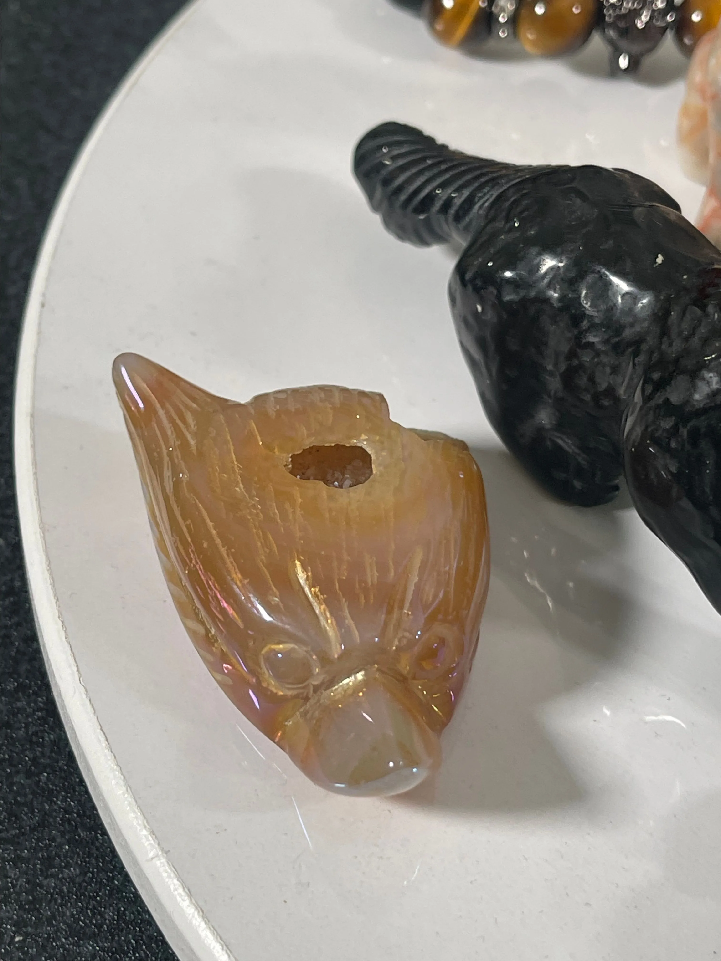 Product image for Aura coated druzy agate wolf head 2
