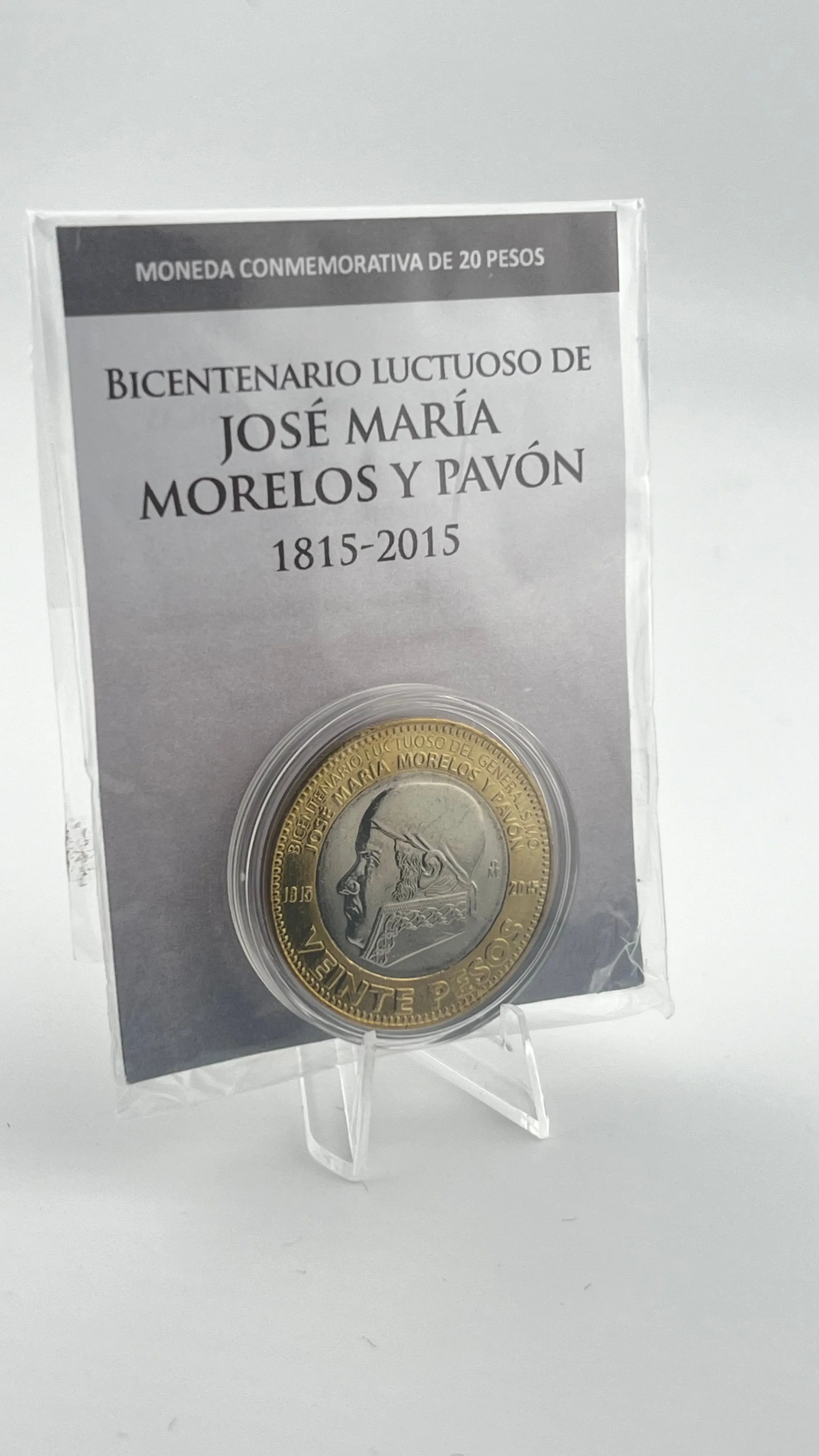 Product image for Mexico 20 Pesos Coin,2015 BiMetallic Bicentennial Jose Maria Morelos & Pavon UNC