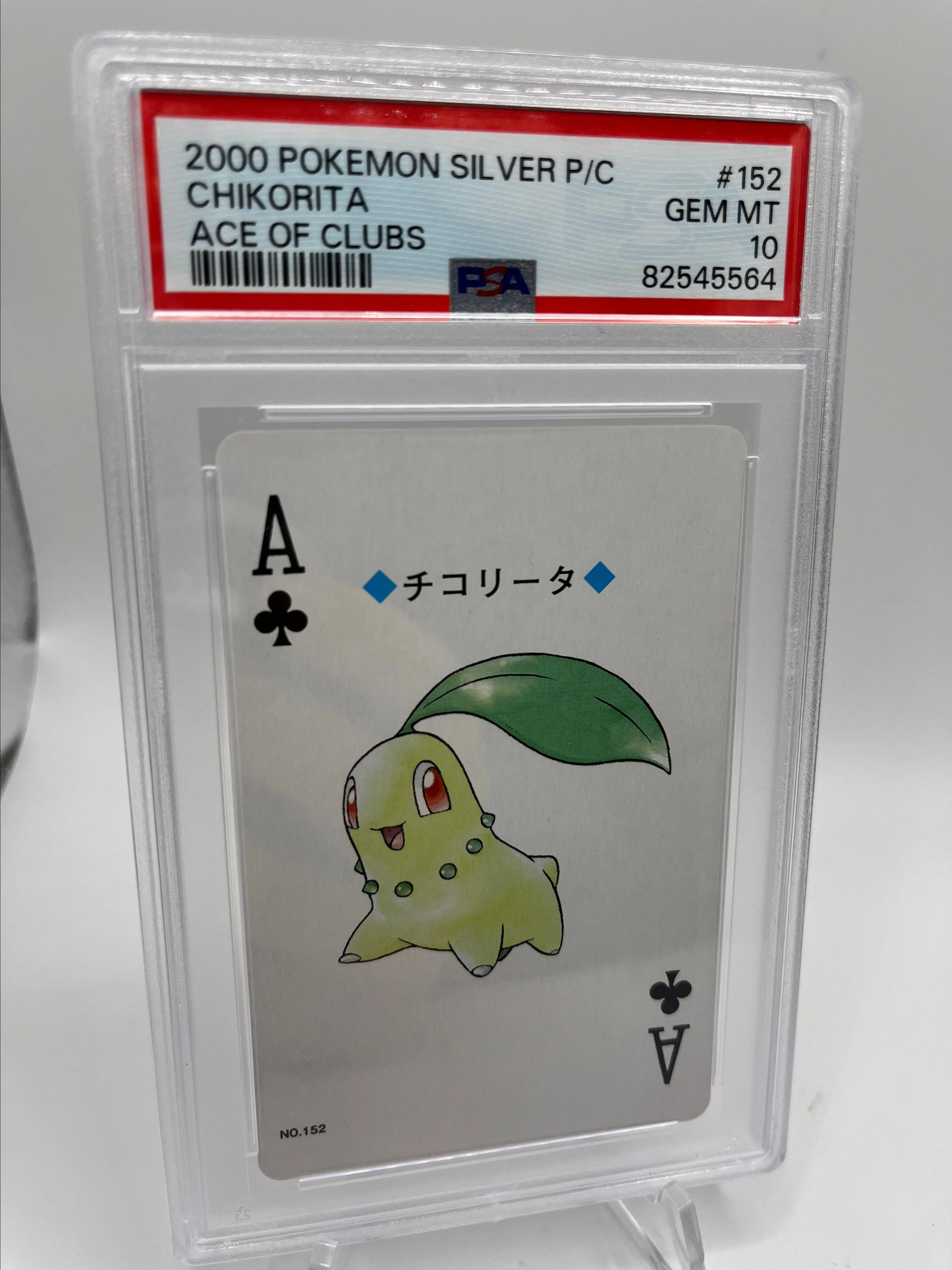 Product image for Psa 10 2000 pokemon silver playing cards chikorita ace of clubs
