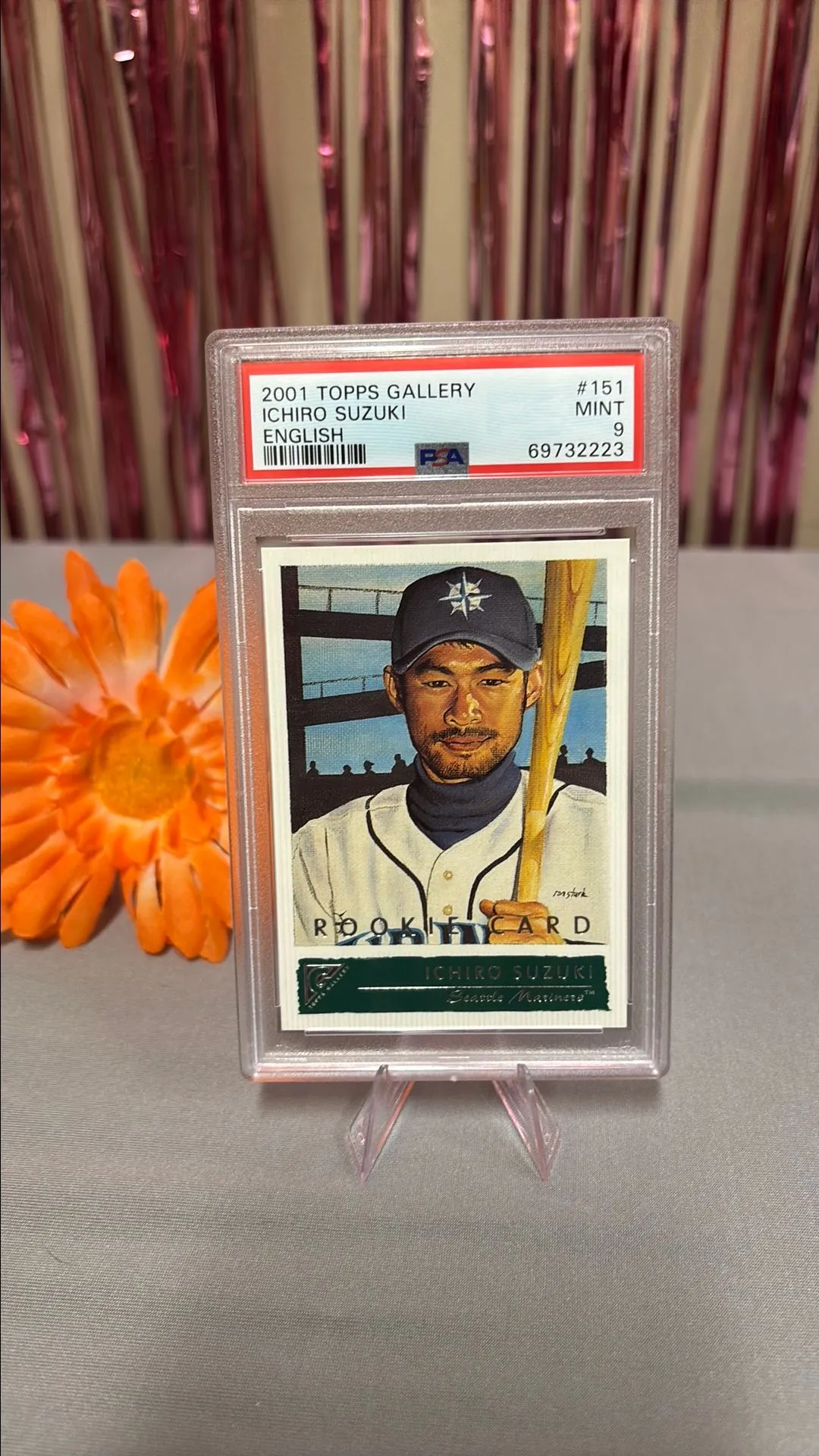 Product image for 2001 Topps Gallery Ichiro Suzuki Rookie Card #151 PSA 9 English Seattle Mariners
