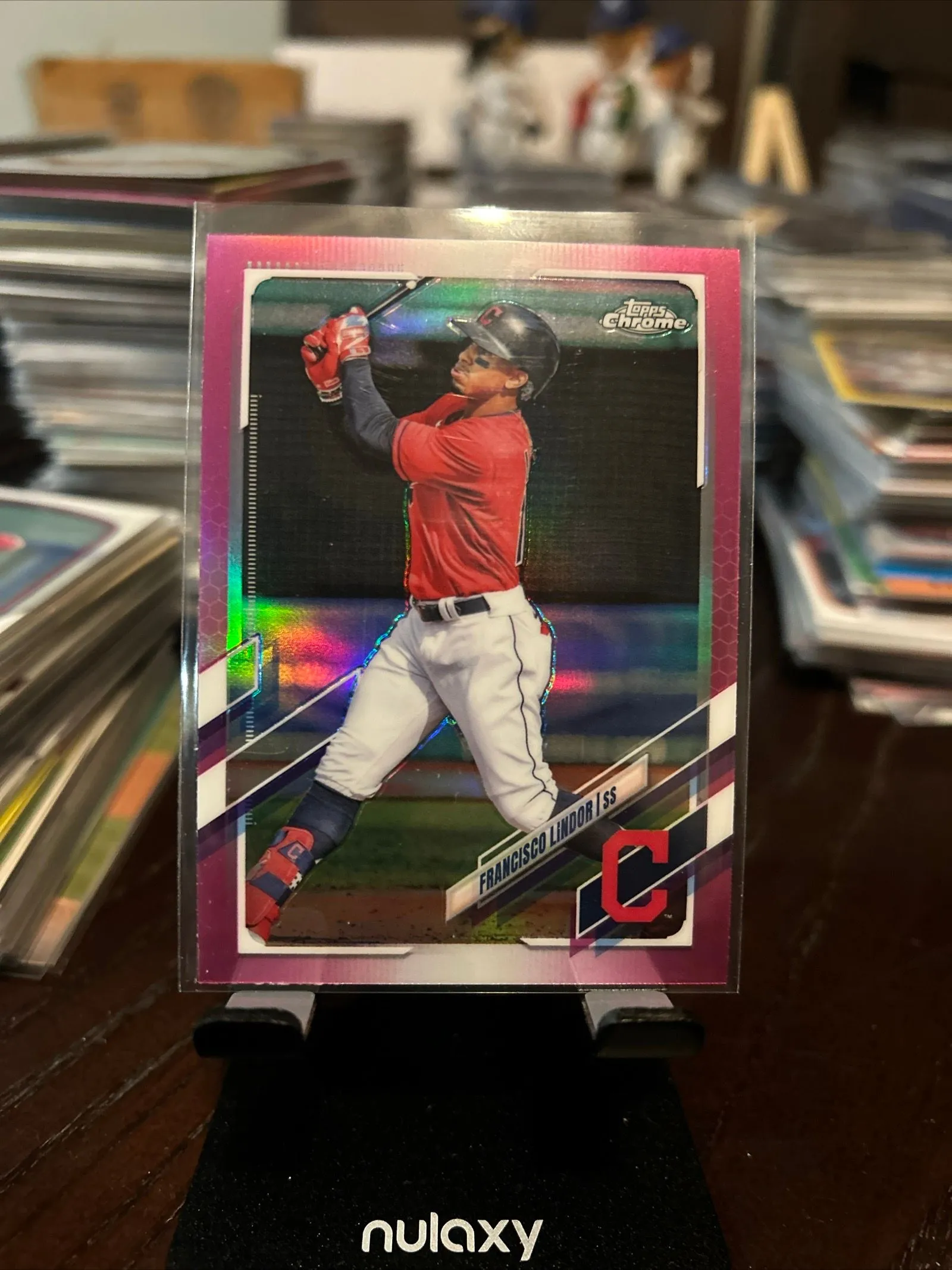 Product image for 2021 Topps Chrome Pink Refractor #16 Francisco Lindor - Cleveland Indians