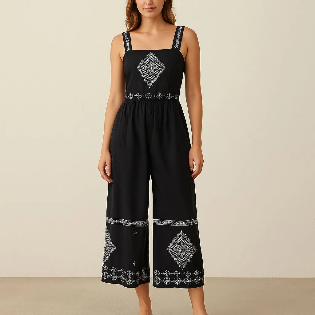 Product image for 276. Black Embroidered Jumpsuit