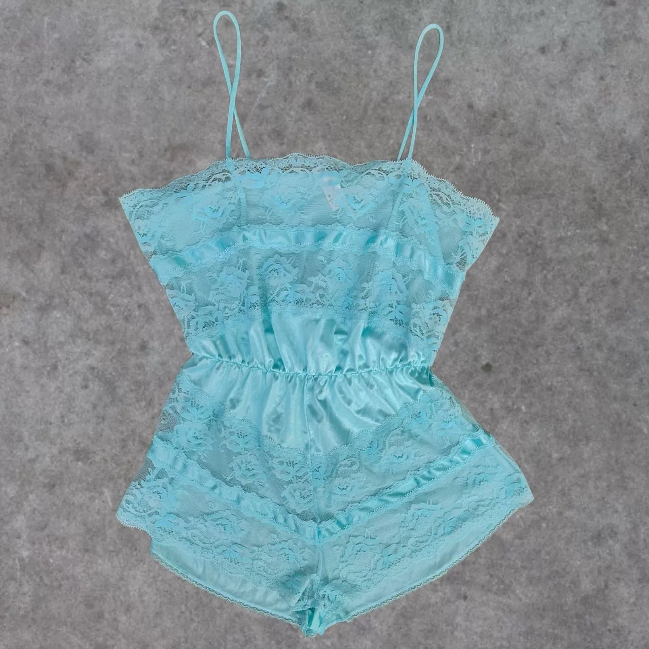 Product image for Teal Blue Silk Lace Romper