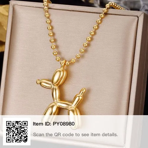 Product image for FASHION DESIGN CARTOON BALLOON PUPPY DOG GOLD NECKLACE