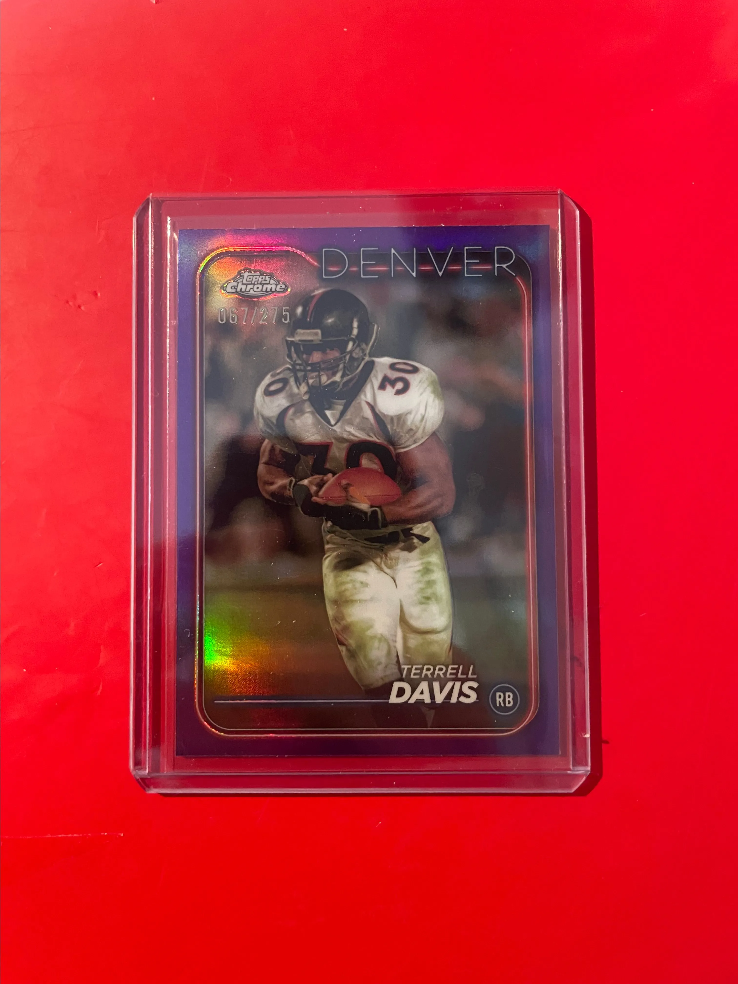 Product image for Terrell Davis Purple Refractor Topps Chrome /250