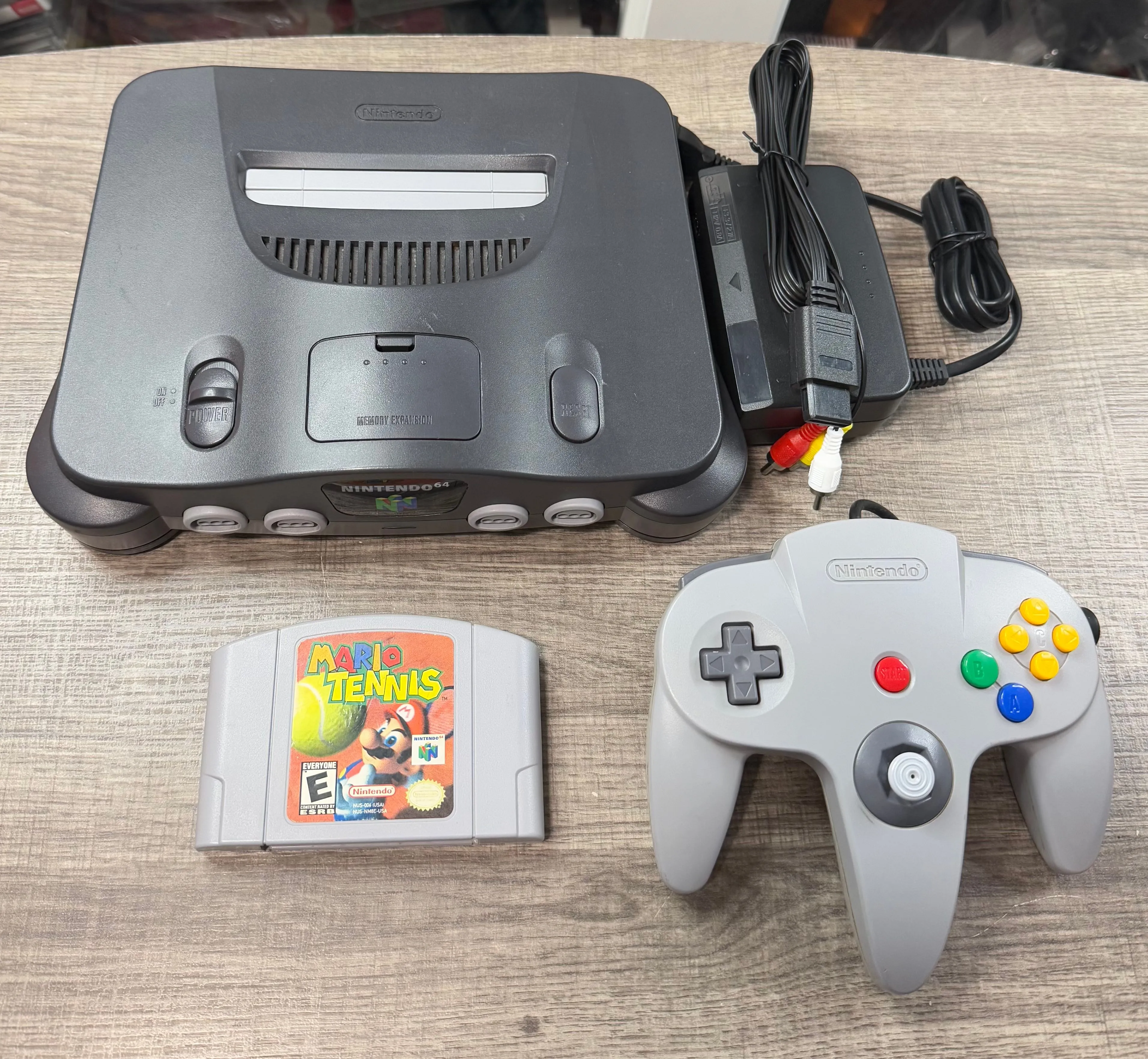Product image for Nintendo 64 console with controller and mario tennis games