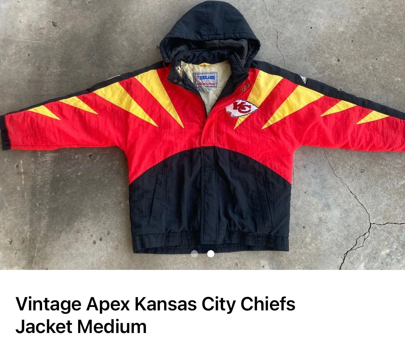 Product image for Vintage 90’ Apex Kansas City Chiefs Jacket size Medium USED