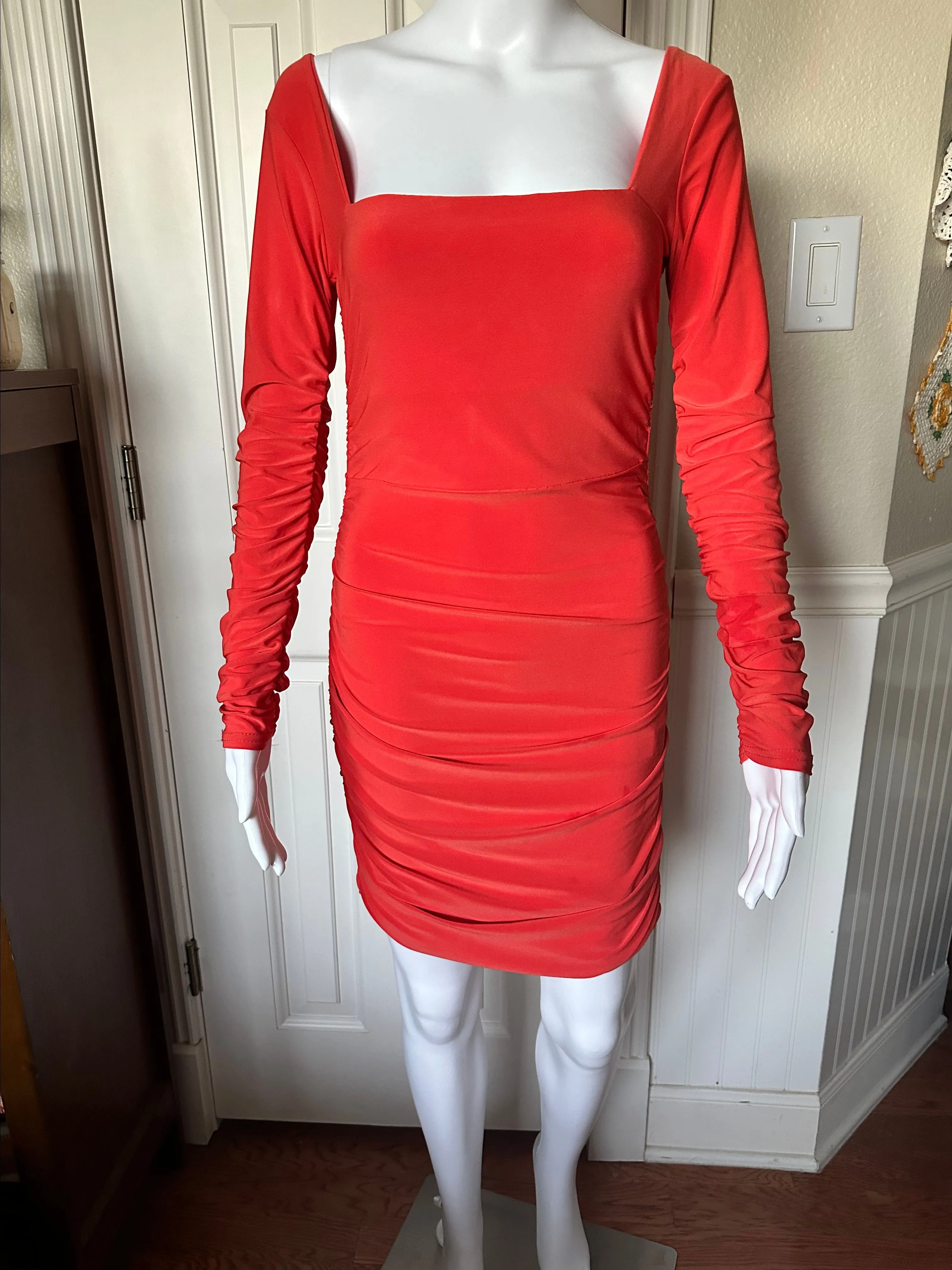 Product image for Women’s NWT Club L London Orange, Ruched Mini Dress