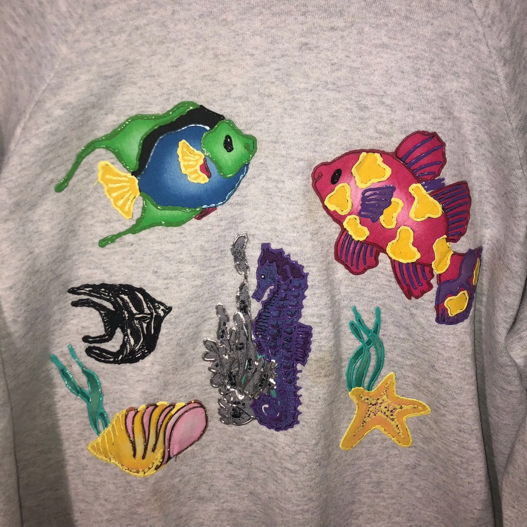 Product image for Aquarium Scene Long Sleeve Sweatshirt Size Large 
