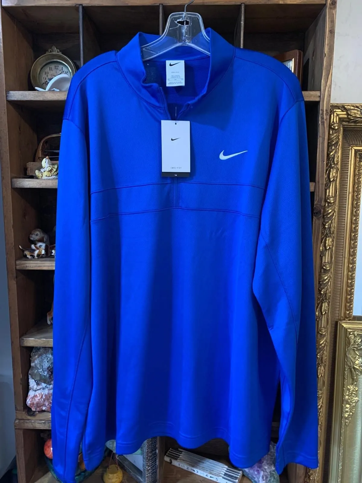 Product image for XL Nike DriFit Mens Shirt Top Blue 3/4 zip long sleeve mesh Tall  New