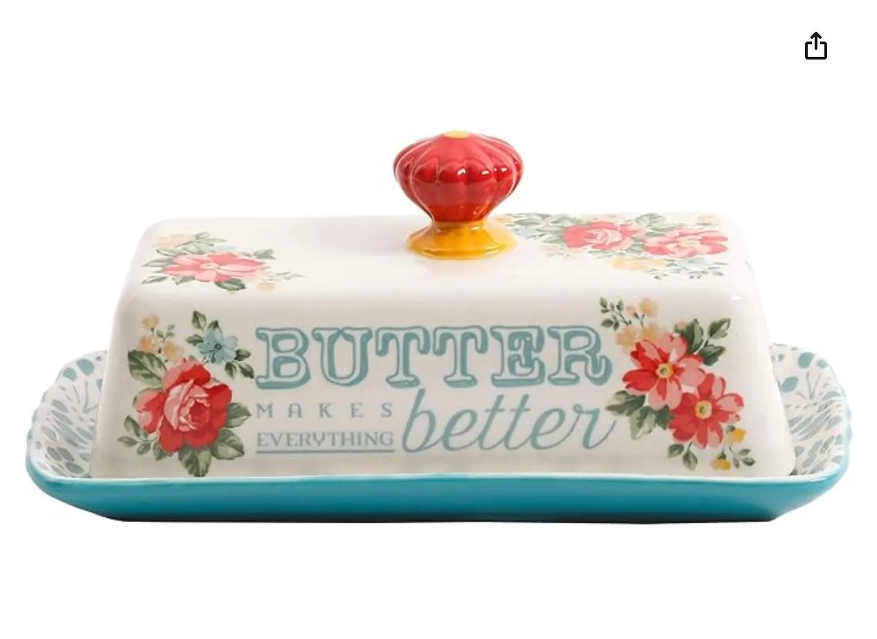 Product image for The Pioneer Woman Floral Ceramic Covered Butter Dish