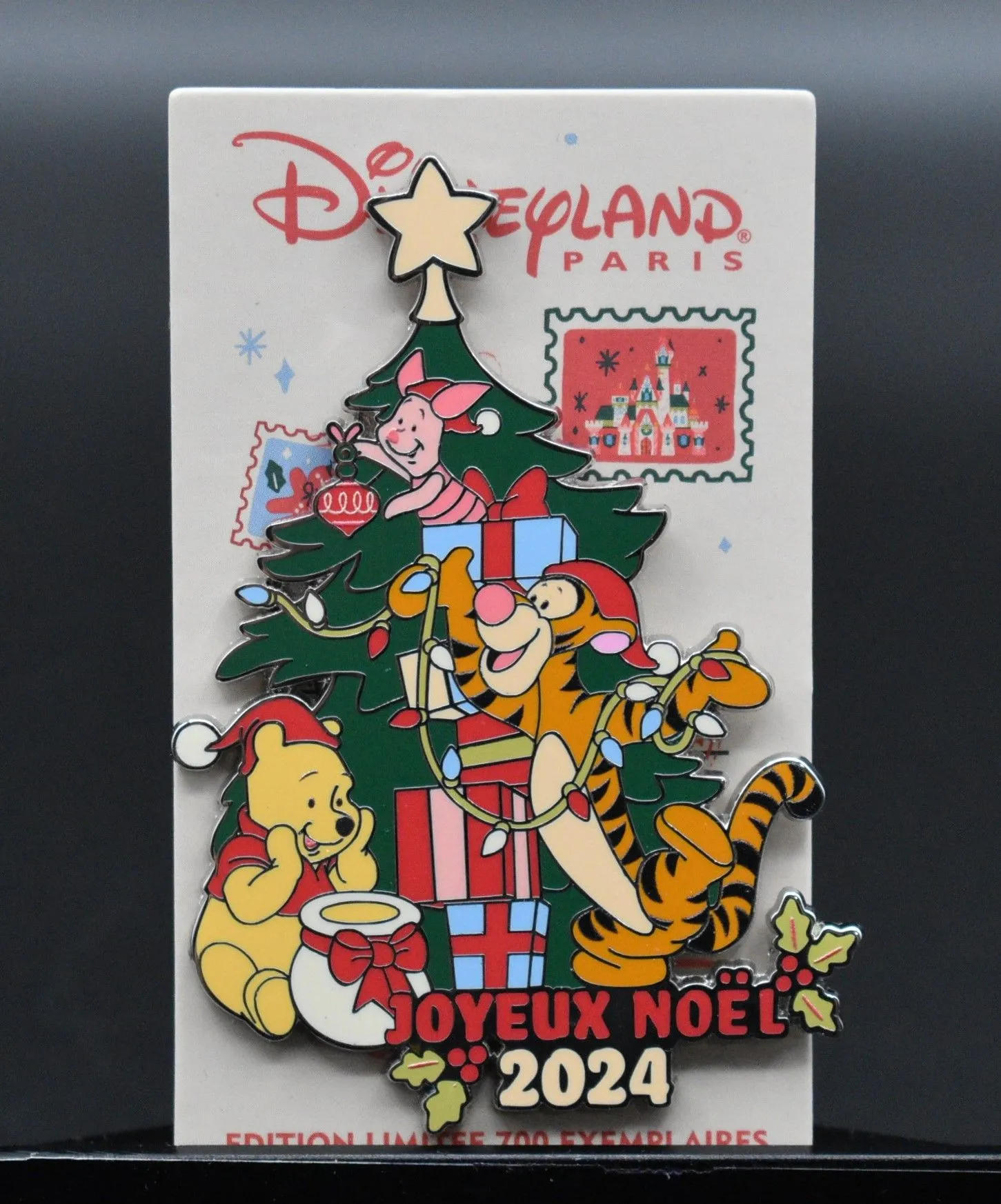 Product image for Disney Paris Winnie the Pooh Tigger Piglet Christmas Tree Joyeux Noel 2024 Pin (B5)