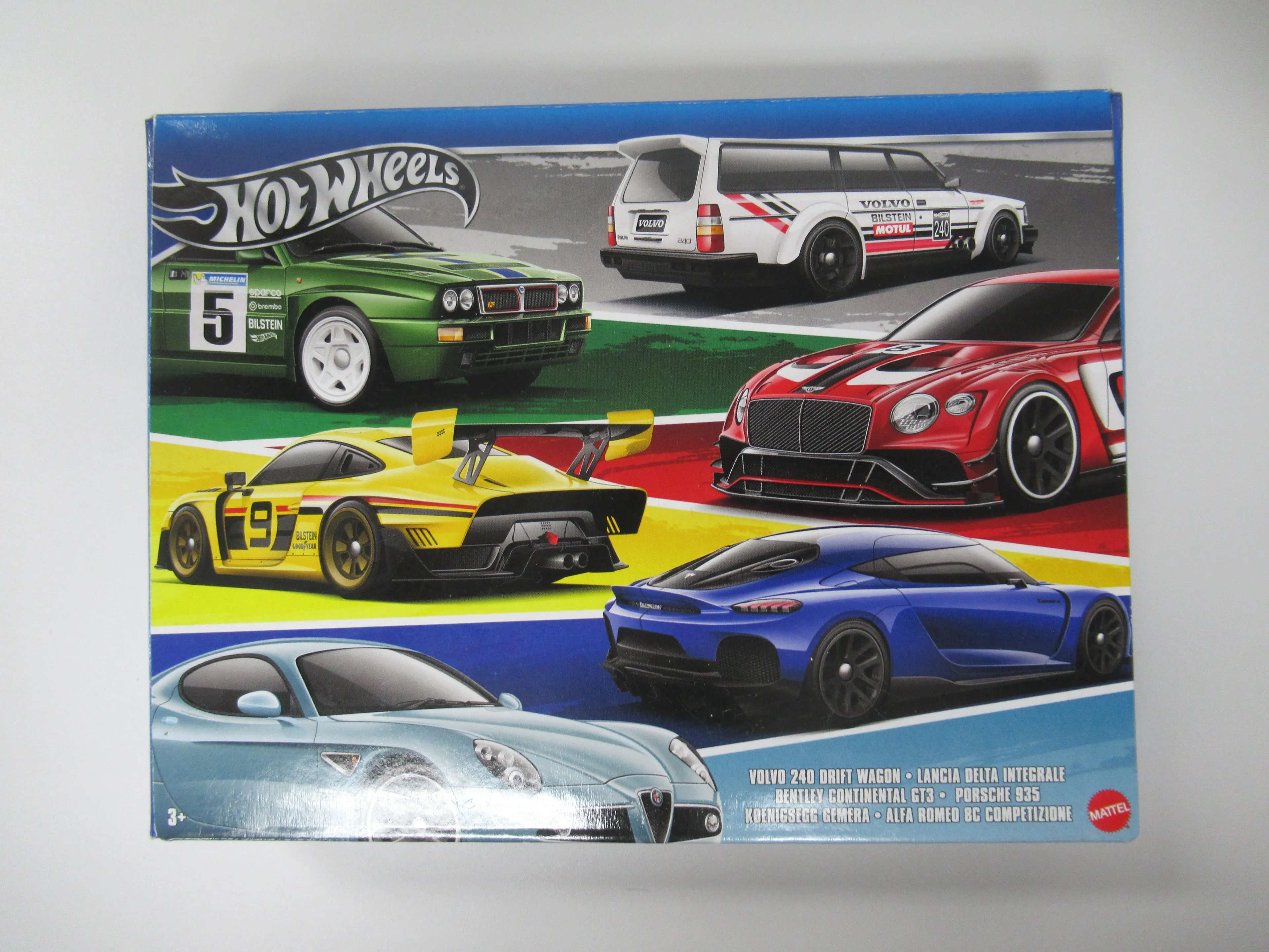 Product image for Hot Wheels European Style Car Culture 6 Pack Bentley Alfa Romeo Porsche Volvo Koenigsegg Lancia
