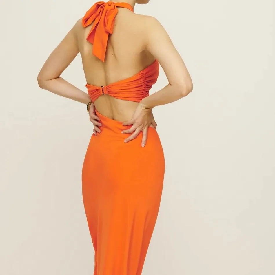 reformation vivi silk dress Reformation Vivi Silk Dress in Orange