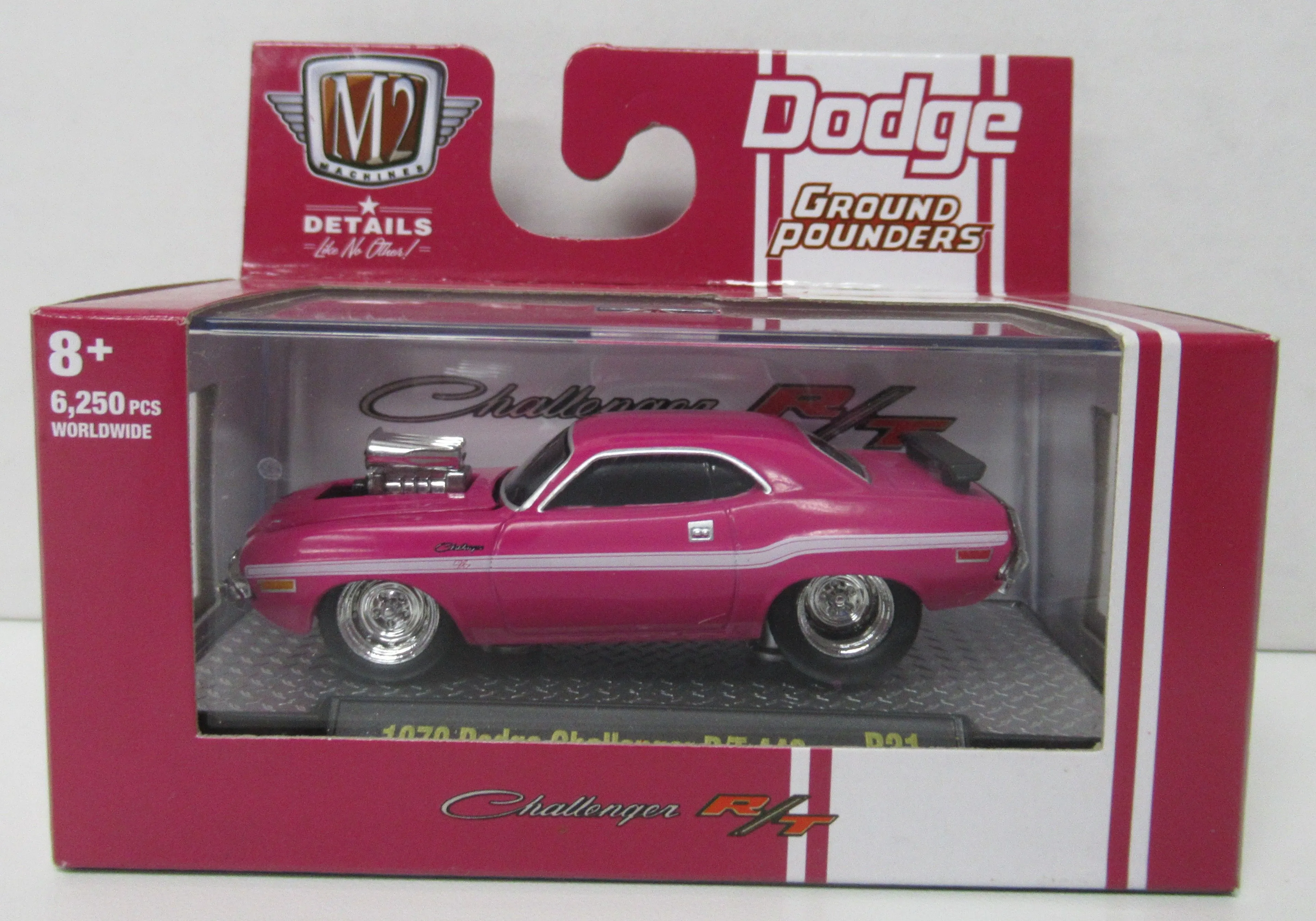 Product image for M2 Machines Ground Pounders Pink 1970 Dodge Challenger R/T 440 R21 21-05