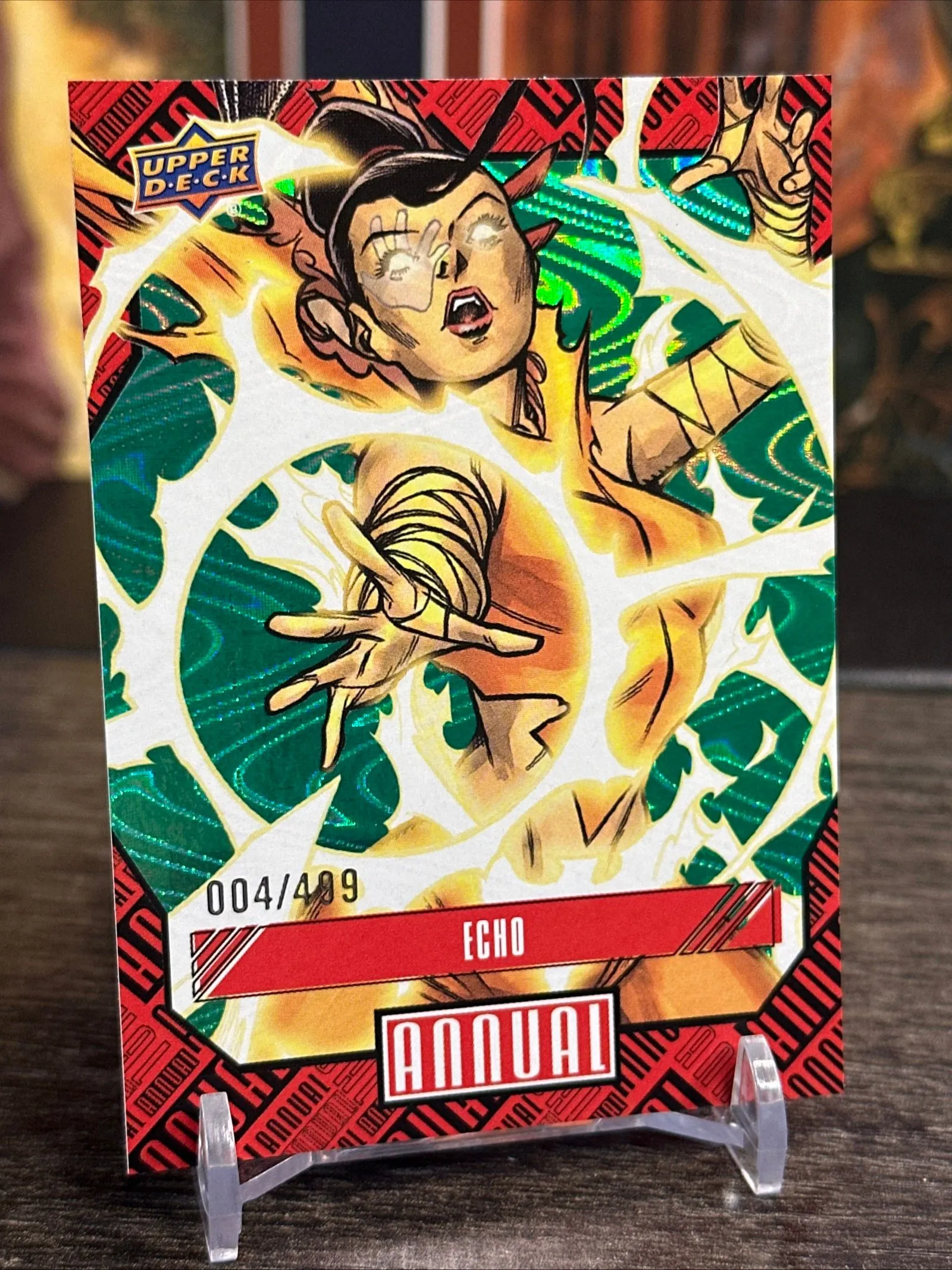 Product image for S. 2023-24 Marvel Annual Echo 4/499 Green Parallel 