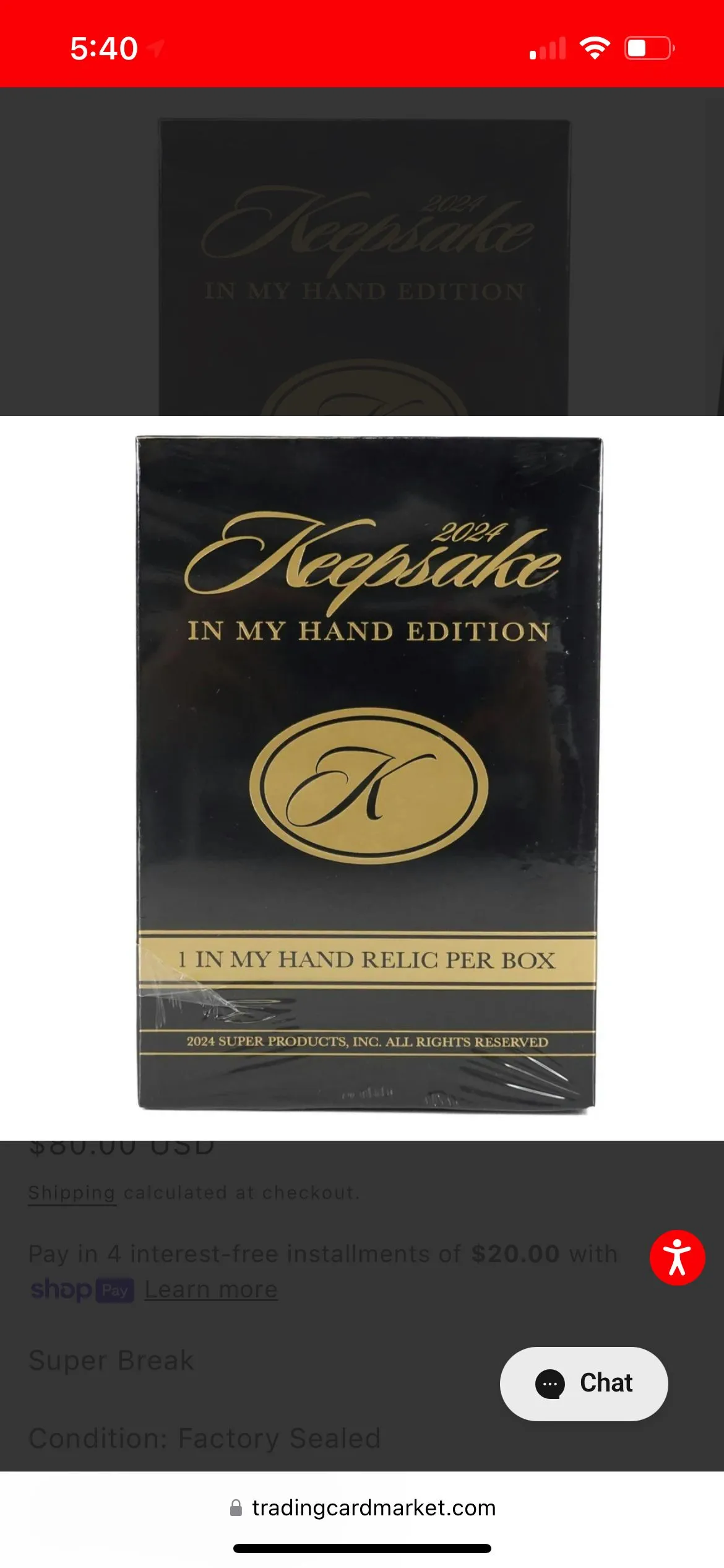 Product image for 2024 Keepsake In My Hand Edition Hobby Box Historical Cards
