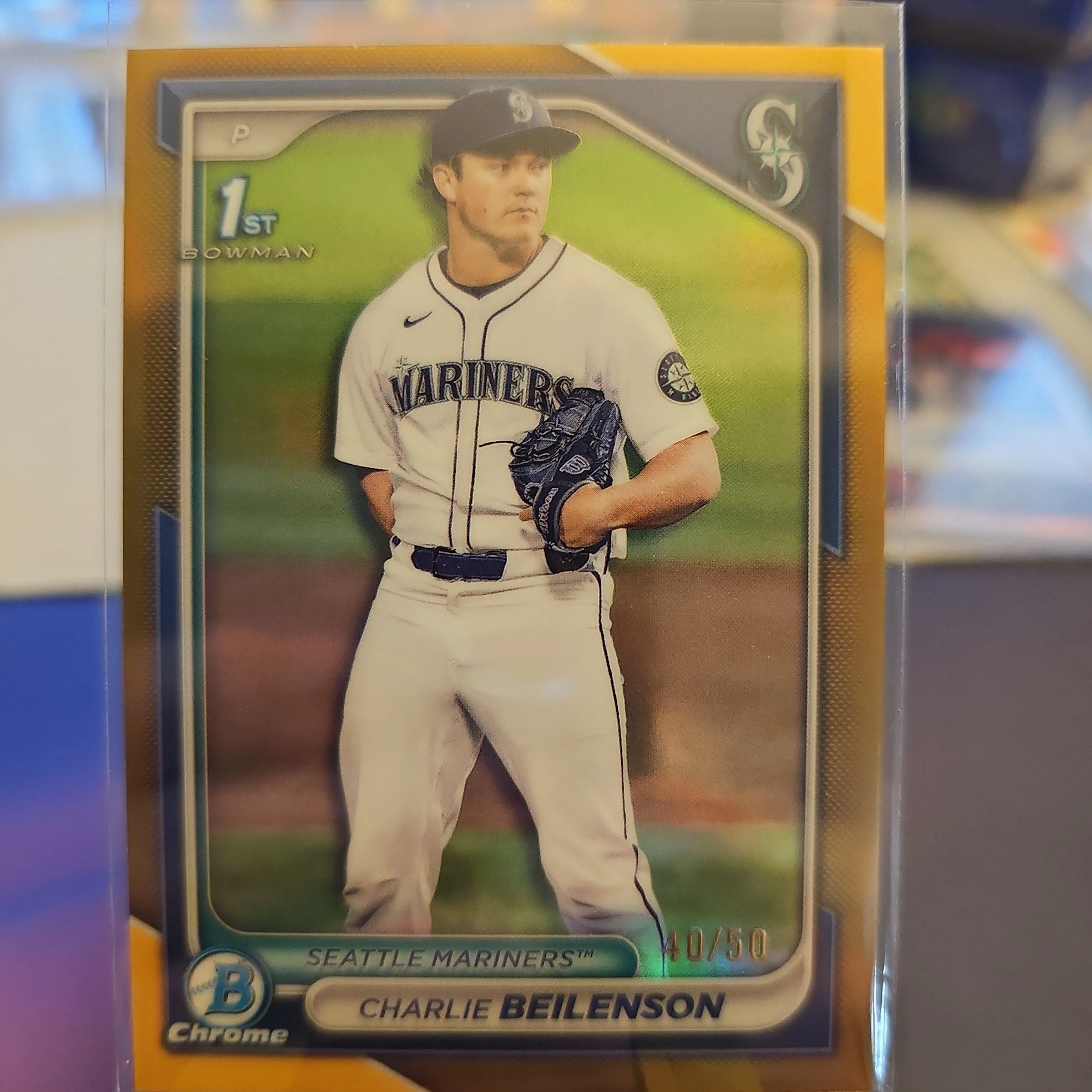 Product image for Charlie Beilenson - /50 Gold Refractor 1st Chrome 2024 Bowman Chrome - Mariners