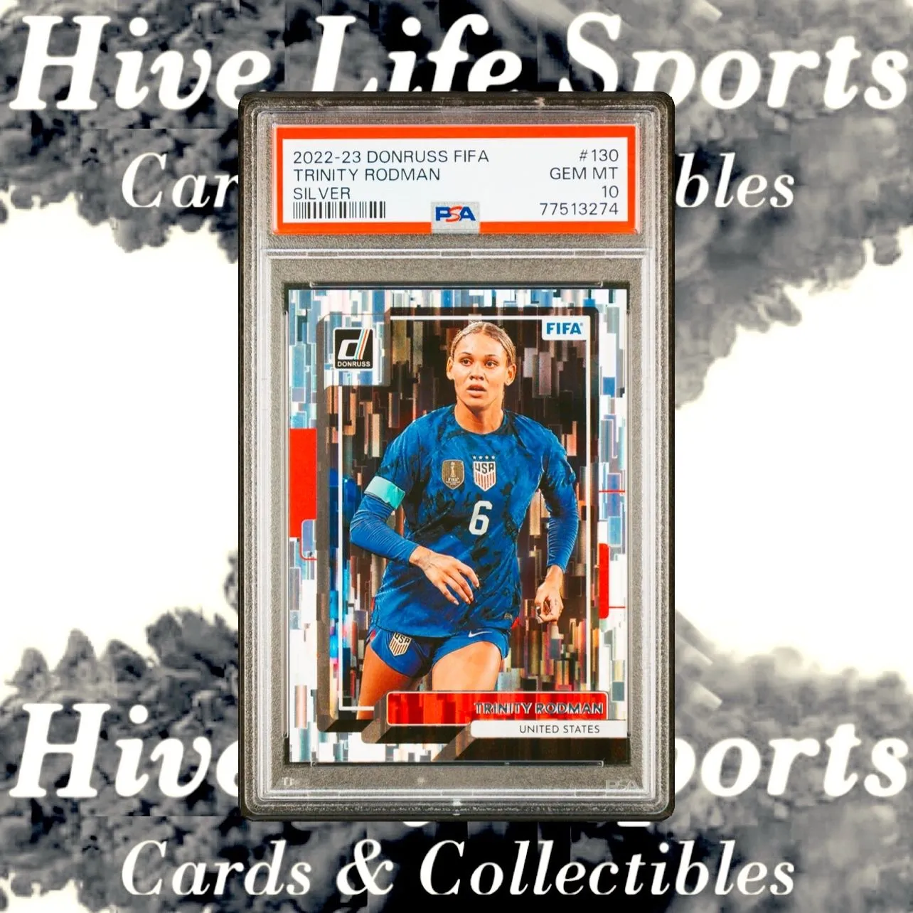 Product image for Trinity Rodman 2022-23 Donruss FIFA Silver #130 USA PSA 10