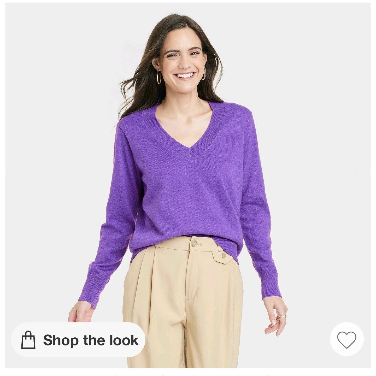 Product image for Women's Fine Gauge V-Neck Sweater - A New Day Purple L