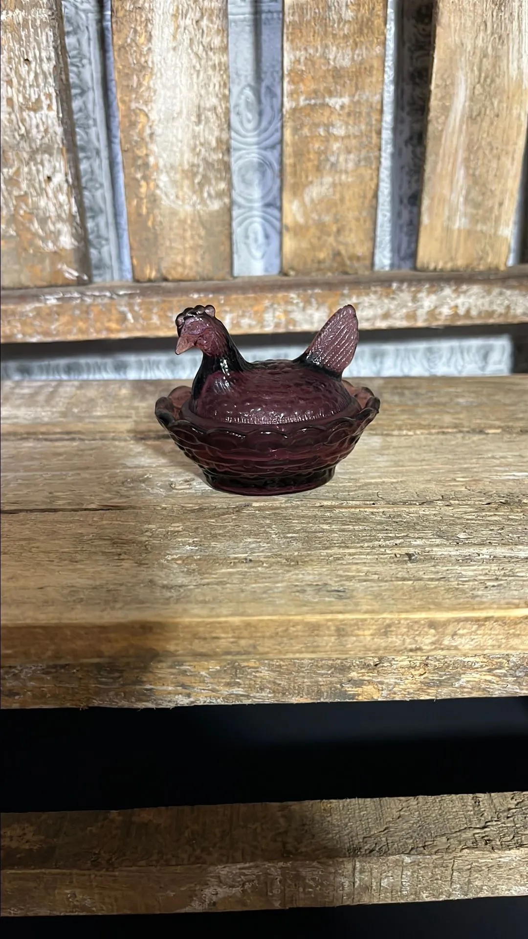 Product image for 016.) Vintage Mini Purple Hen on Nest