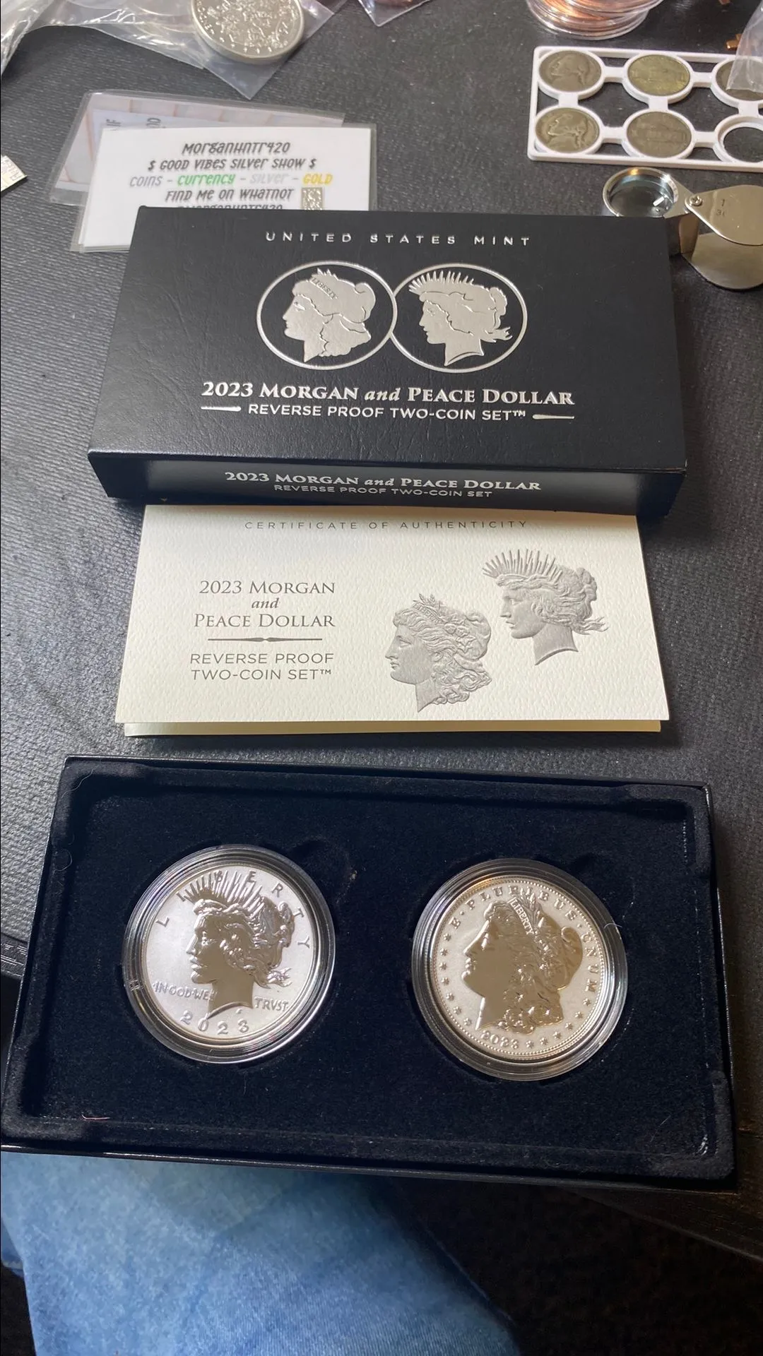 Product image for 2023 reverse proof Morgan and peace set