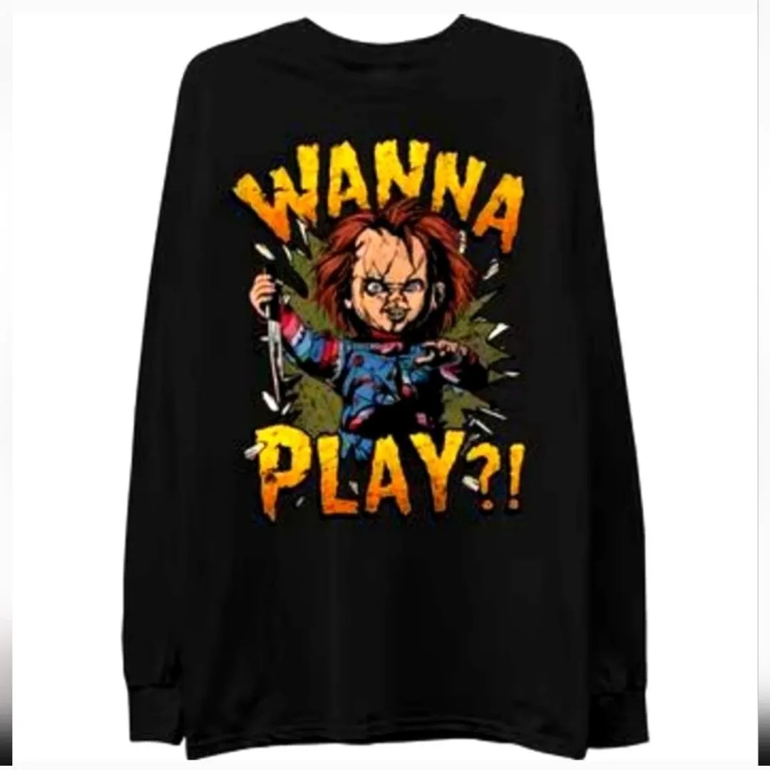 Product image for Mens 2XL NEW Chucky Long Sleeve Graphic Sweatshirt Childs Play Halloween