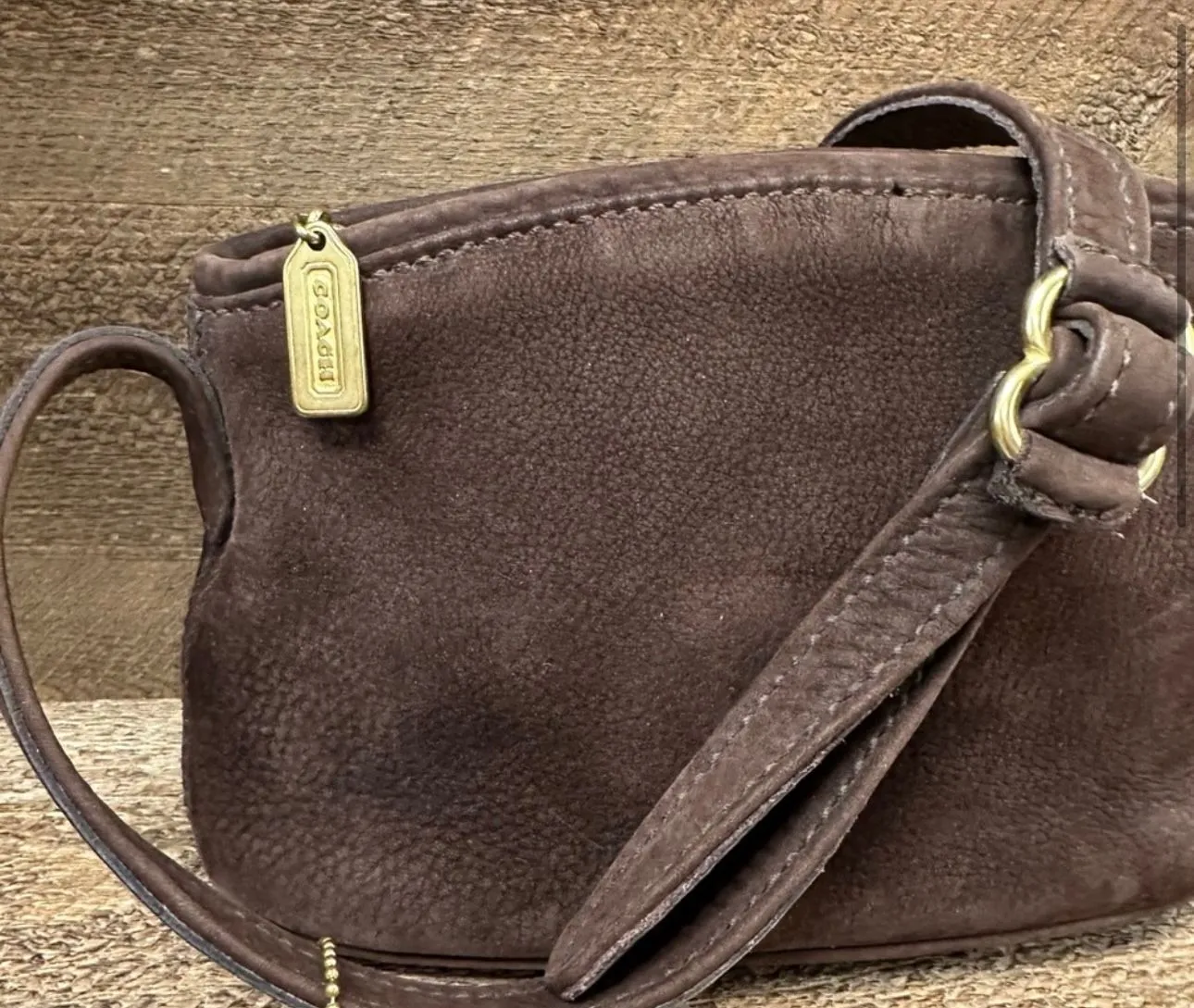 Product image for Vintage Coach Brown Suede Crossbody Bag - Made in the USA