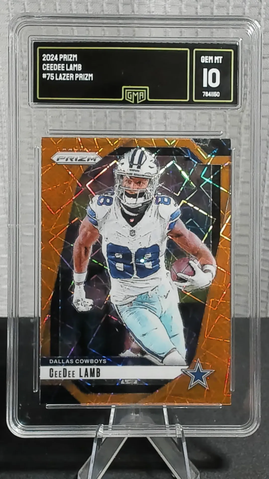Product image for CeeDee Lamb 2024 Prizm Orange Lazer GMA 10
