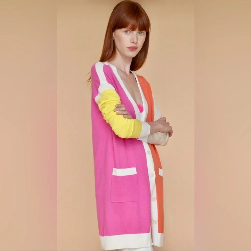 Product image for VILAGALLO Color block Colorful Women's Cardigan Sweater Sz L