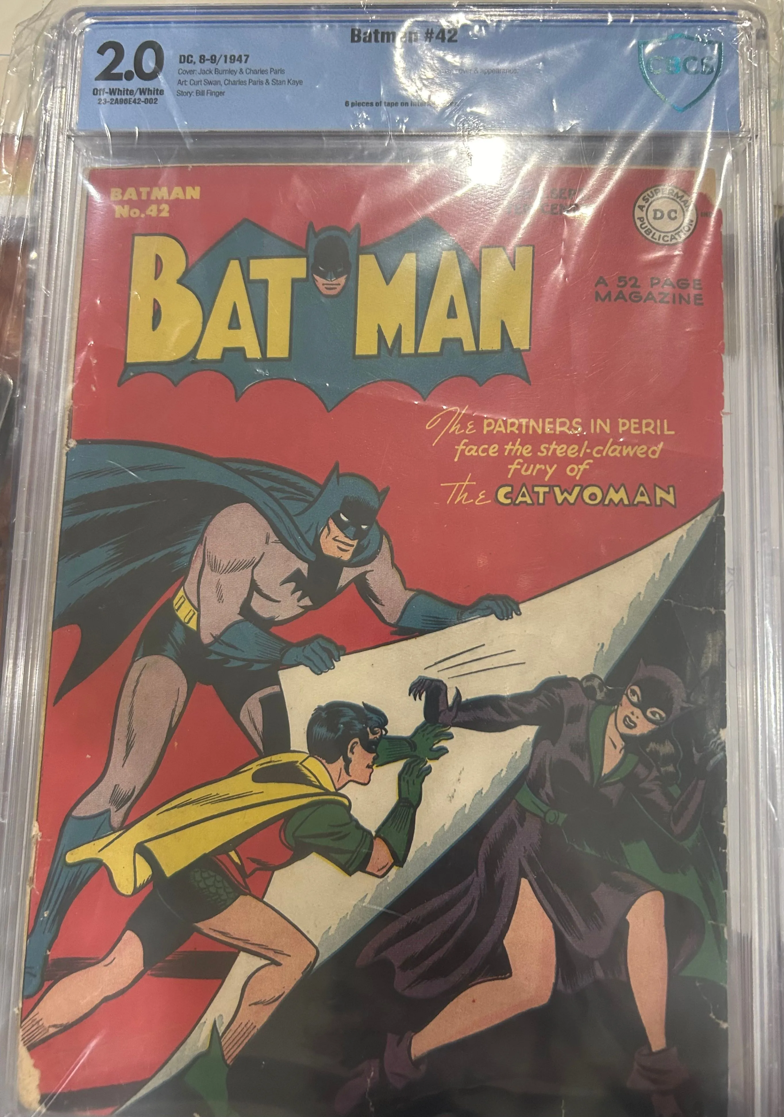 Product image for Batman #42 1st Catwoman Cover Golden Age  DC Comic 1947 CBCS 2.0 OW/W!