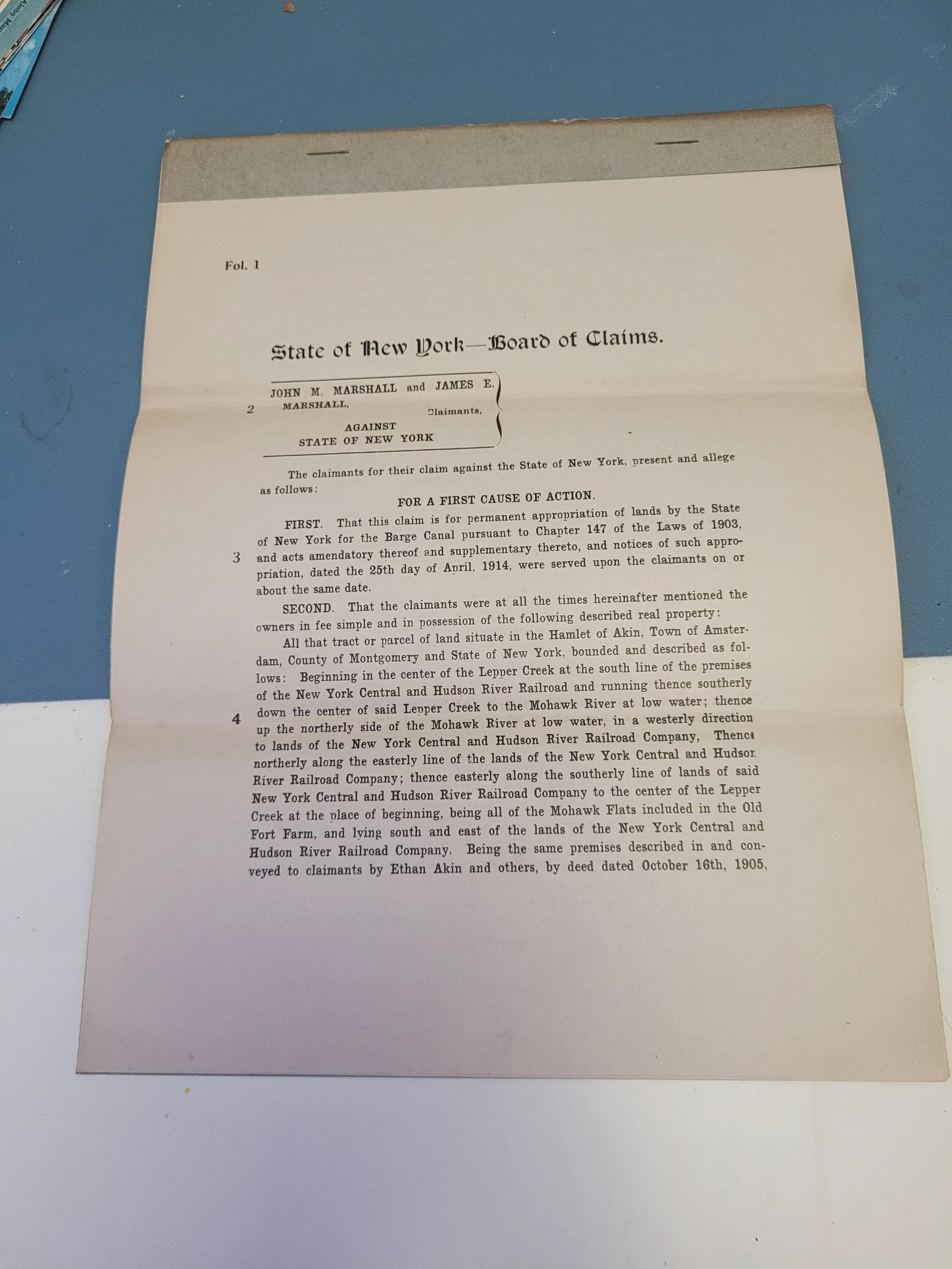 Product image for Ephemera - 1914 Board of Claims Document
