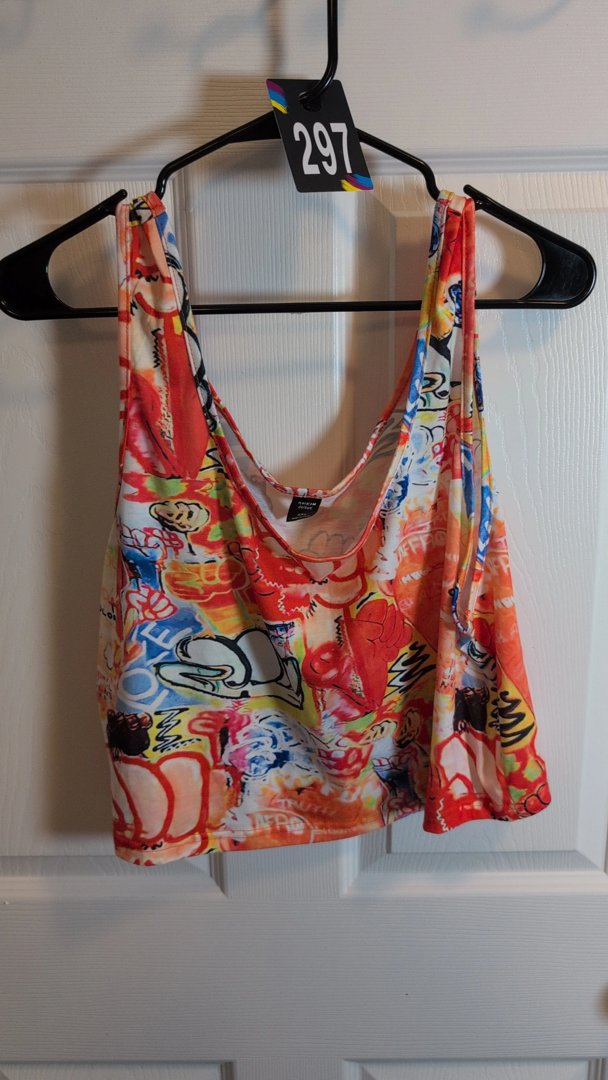 Product image for z297 Shein Curve graffiti print cropped tank tagged size 4X
