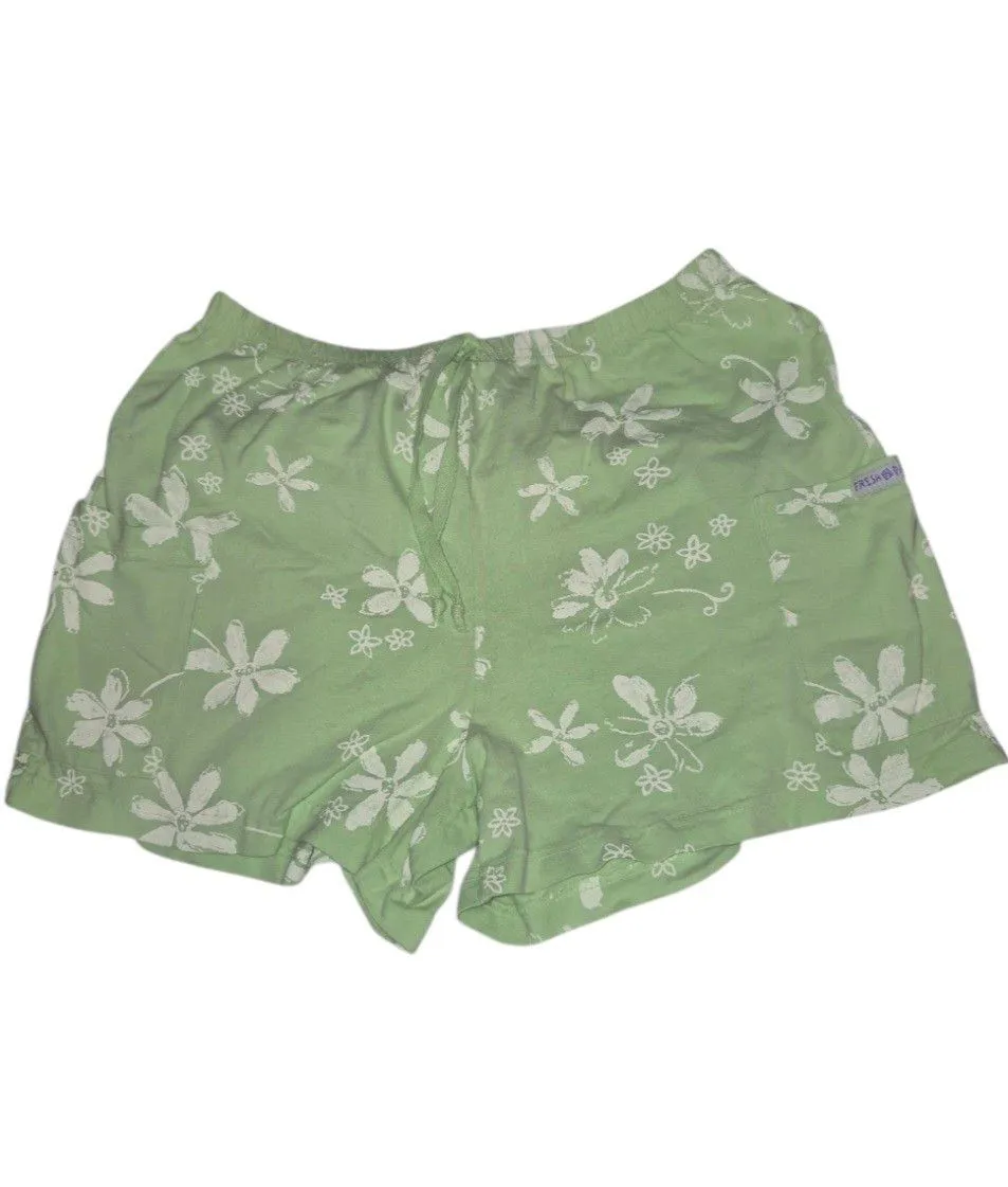 Product image for Fresh Produce Size Medium Lime Green Tropical Floral Shorts *Minor Staining On Back*