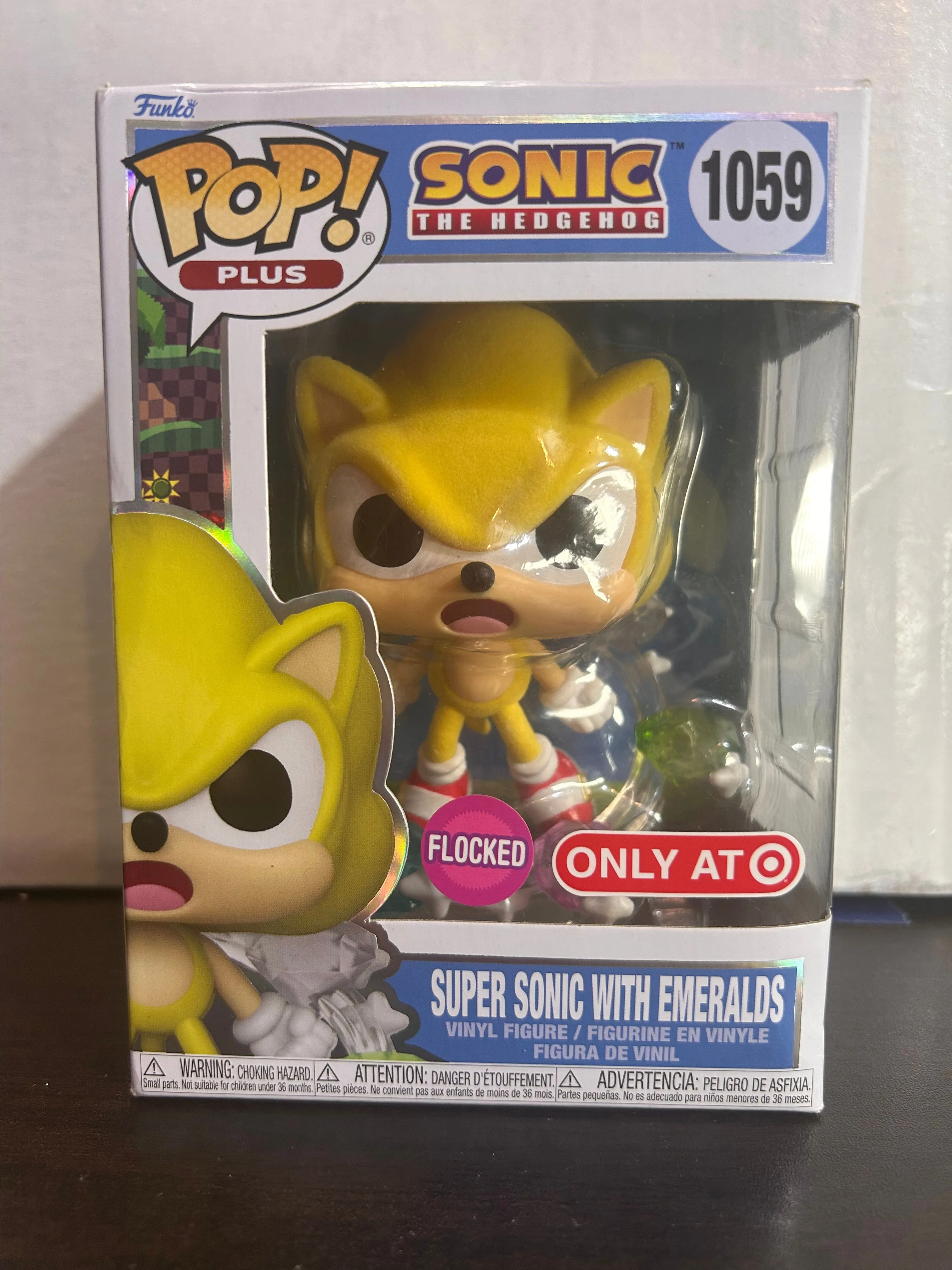 Product image for Super Sonic with Emeralds Flocked Target Excl Funko Pop Plus 1059 With Protector