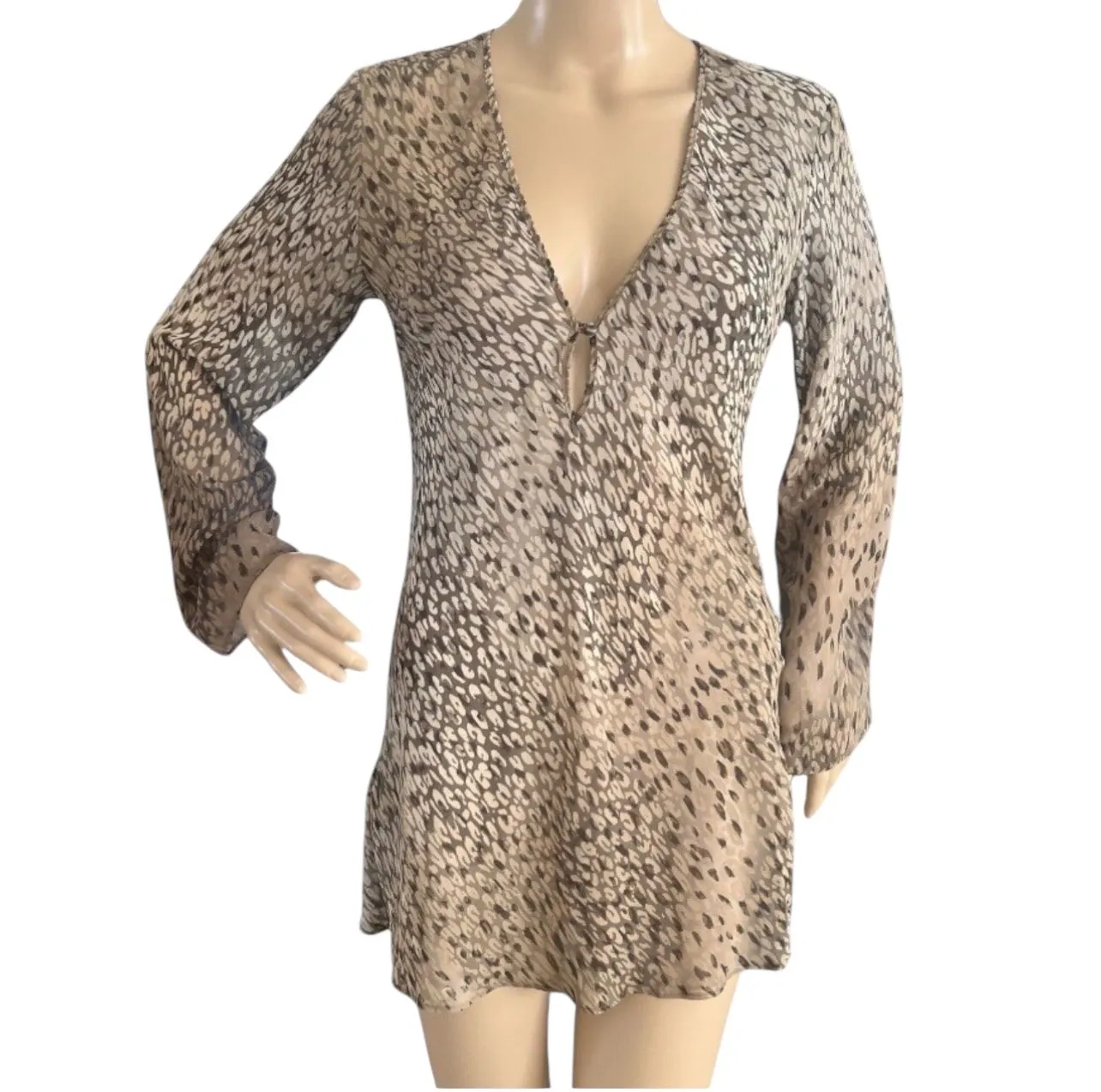 Product image for 314. LARGE // VICTORIAS SECRET SHEER ANIMAL PRINT TUNIC