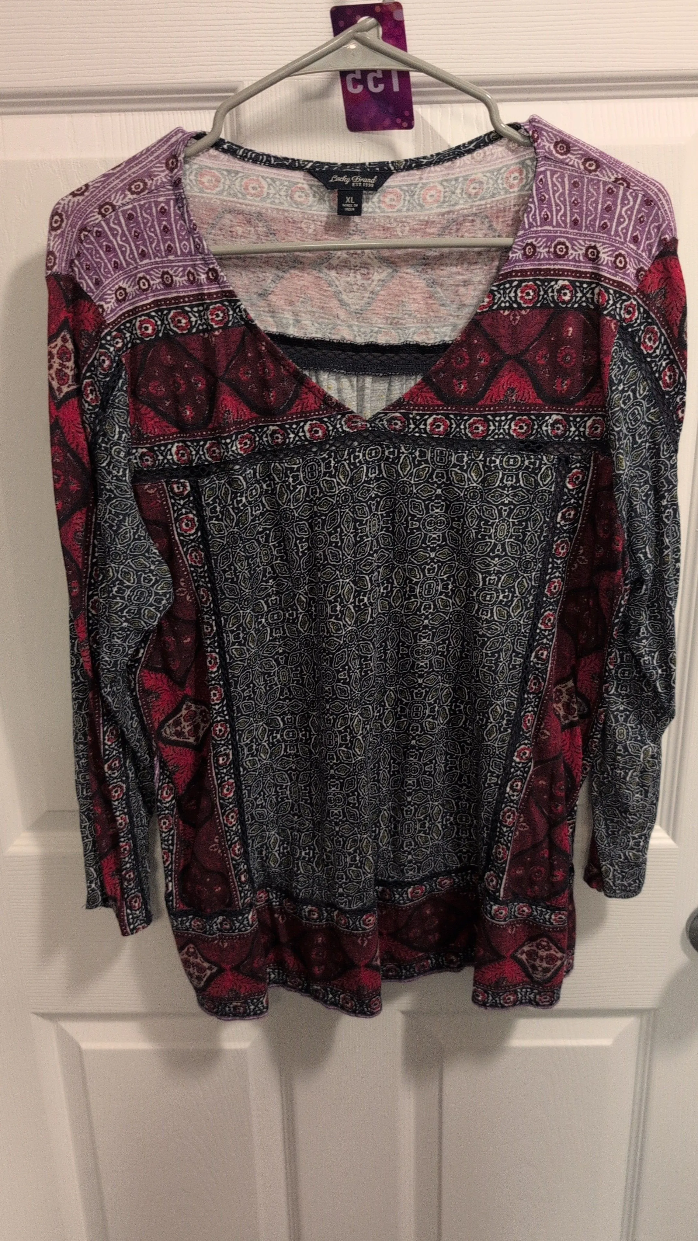 Product image for SALE 155 Lucky Brand knit boho top v-neck size XL