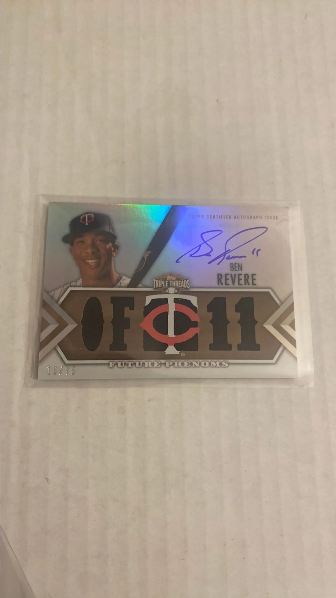 Product image for Ben Revere 2012 Triple Threads Future Phenoms Patch On Card Auto #16/75     Twins