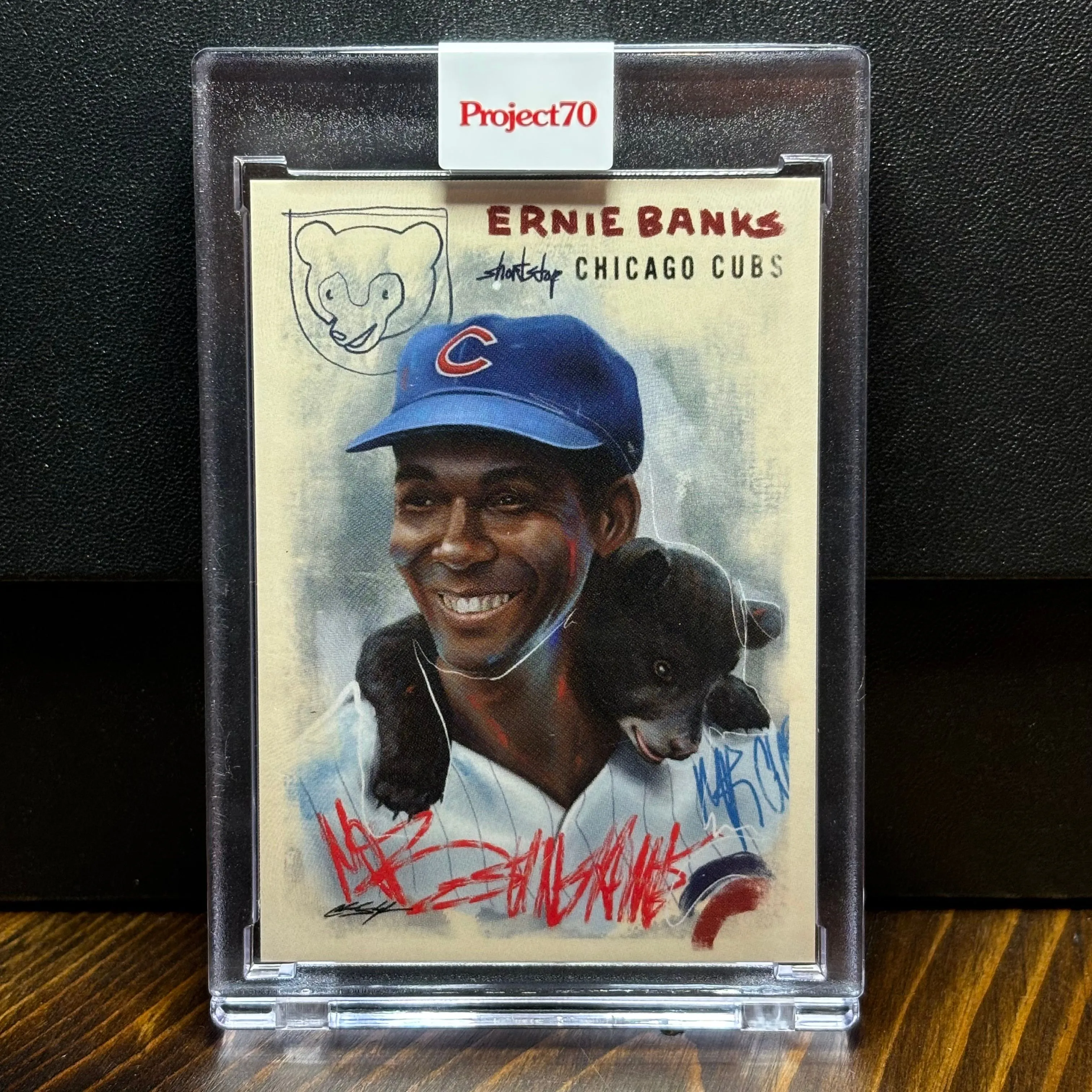 Product image for 2021 Topps Project 70 #588 Ernie Banks By Chuck Styles Print Run: 1,633 Chicago Cubs